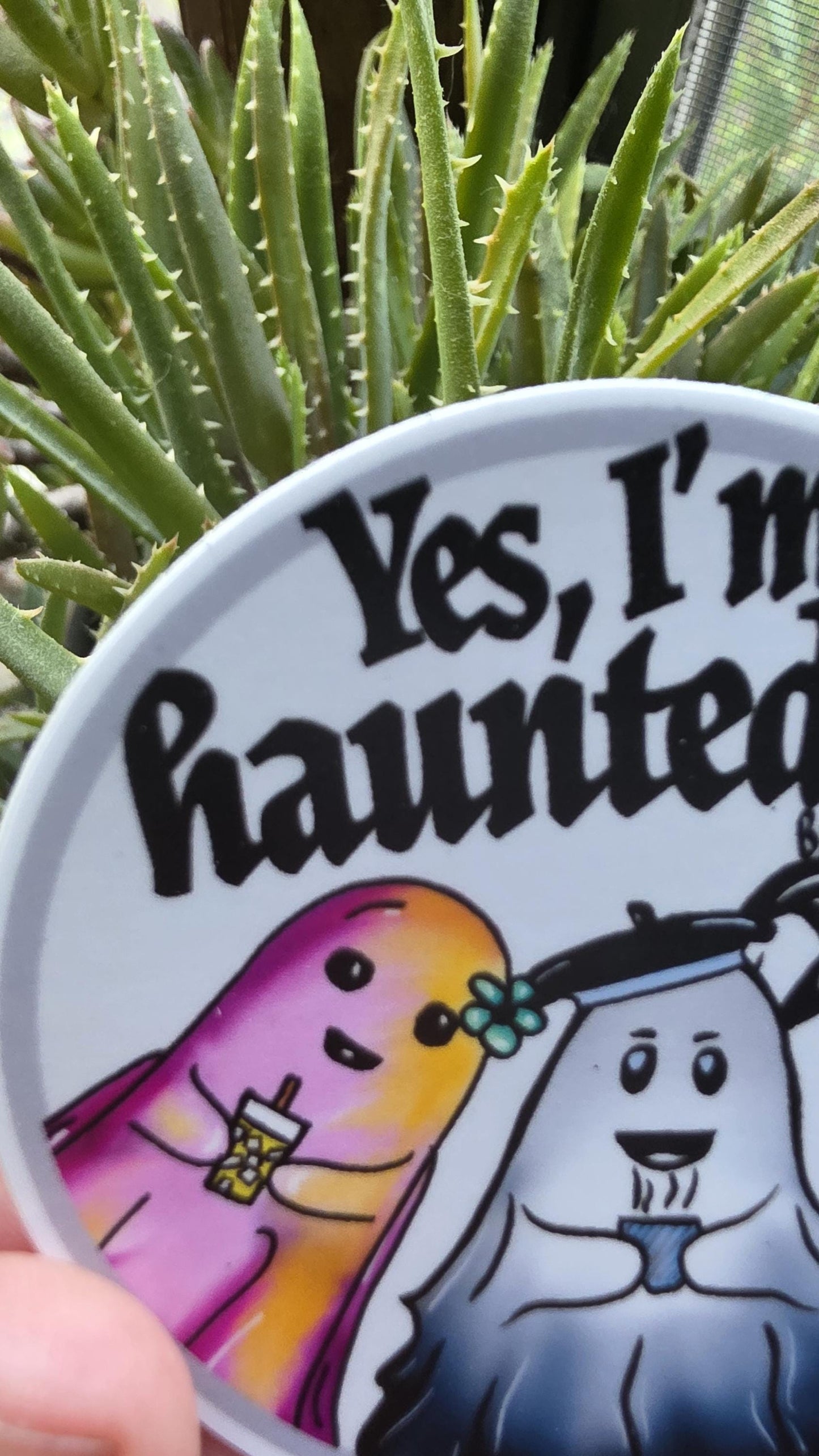 YES I'M HAUNTED Vinyl Sticker, Ghost Sticker, Halloween Sticker, Gifts for Witches, Gifts for Girlfriend, Gifts for Bestie, Laptop Sticker