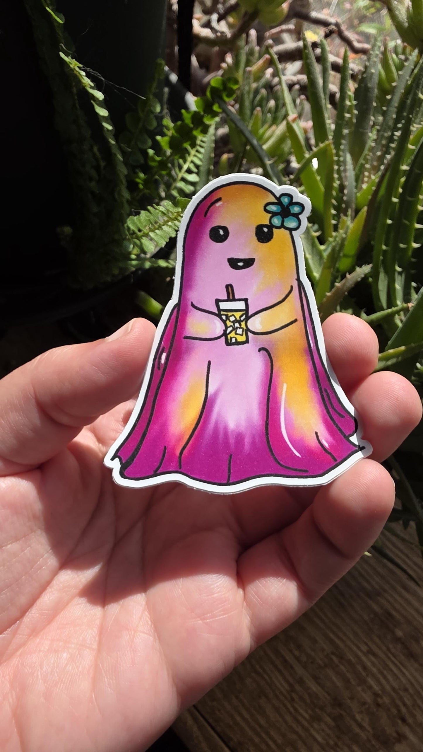 ROSIE THE GHOST Sticker | Colorful Ghost Sticker | Matte and Holographic Options | Waterproof Vinyl Stickers | Cute Halloween Sticker | 3in