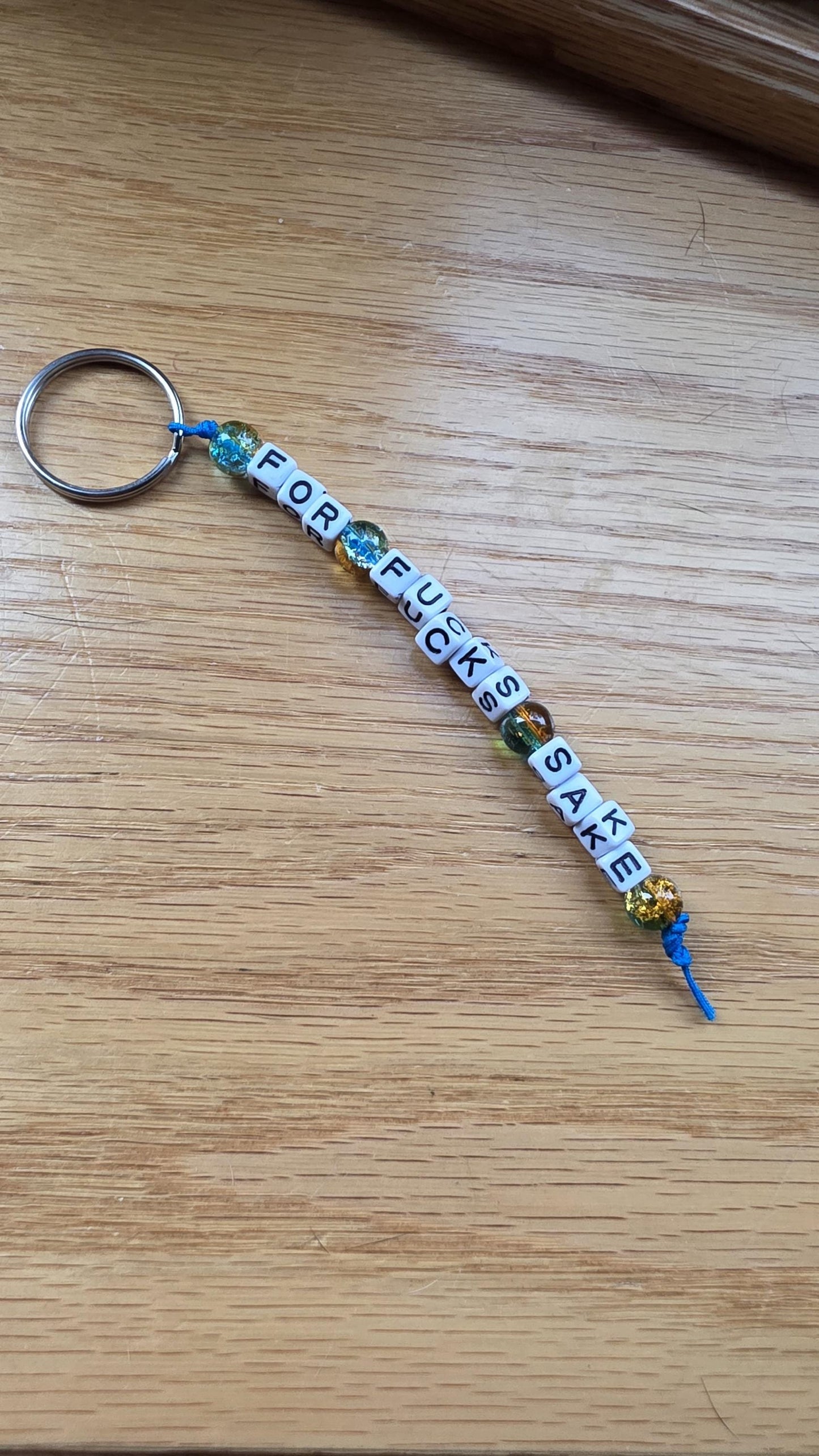 For Fuck’s Sake Keychain – Funny Beaded Keychain, Snarky Gift, Sarcastic Keychain, Adult Humor Gift, Handmade Gag Gift for Friend