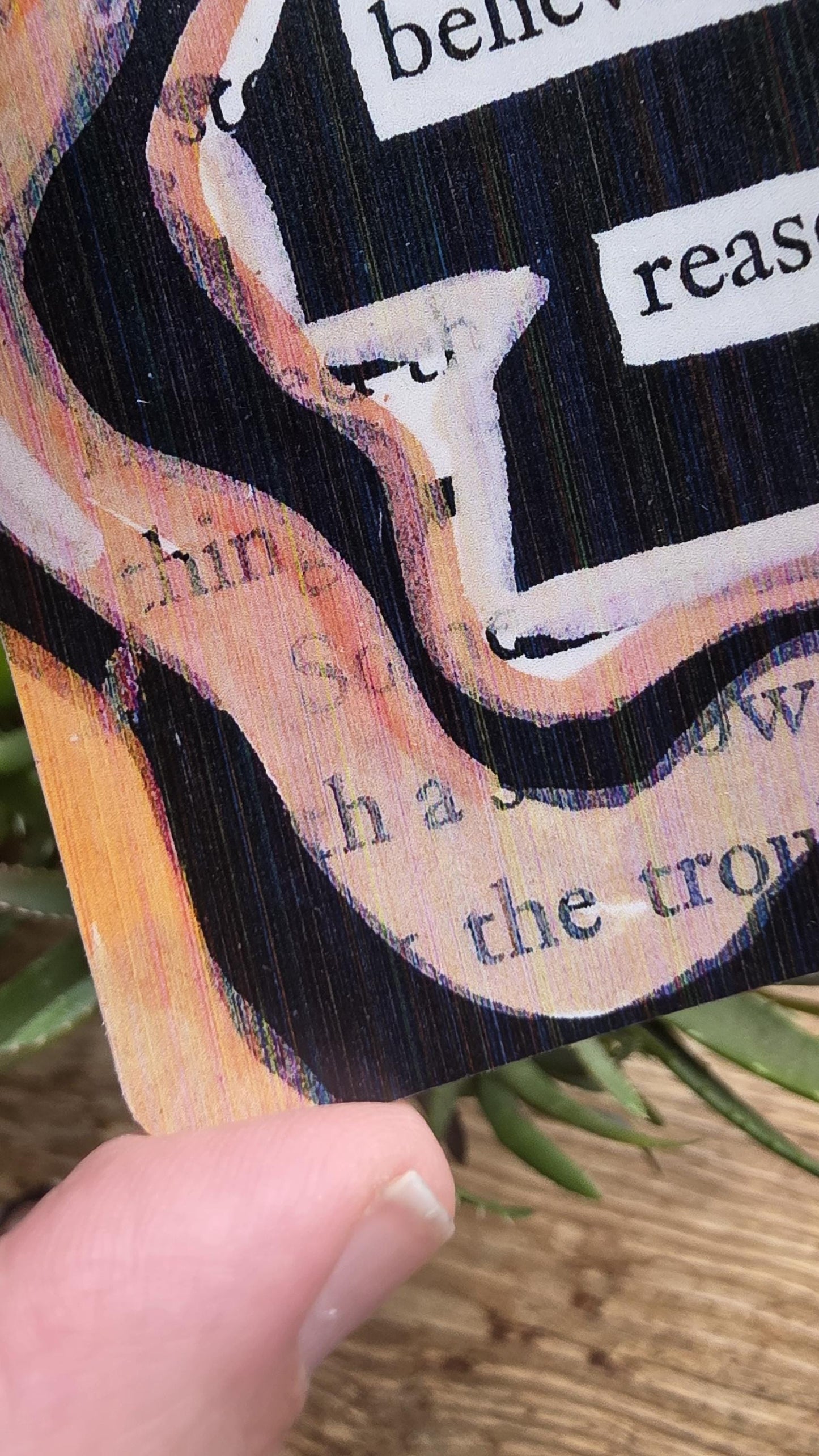 Blackout Poetry Sticker – “Believing in Reason” | 3" Square Vinyl Sticker | Brown Abstract Art | Waterproof Bookish Decal for Laptop