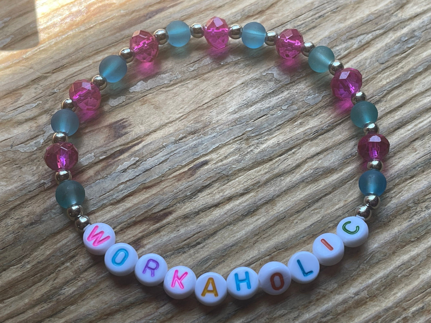 WORKAHOLIC Beaded Bracelet, gift for her, gift for bestie, gift for mom, birthday gifts, entrepreneurial gifts, various styles and colors