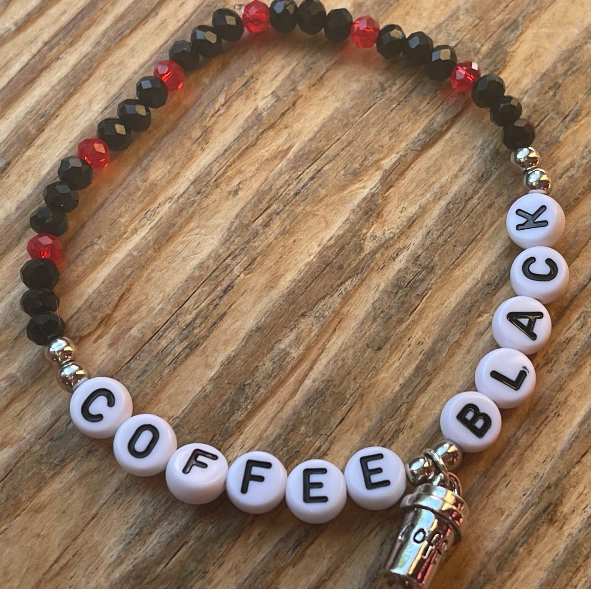 COFFEE. BLACK. BRACELET, Captain Janeway-inspired bracelet, star trek friendship bracelet, coffee-lover bracelet, coffee lover gifts, fandom