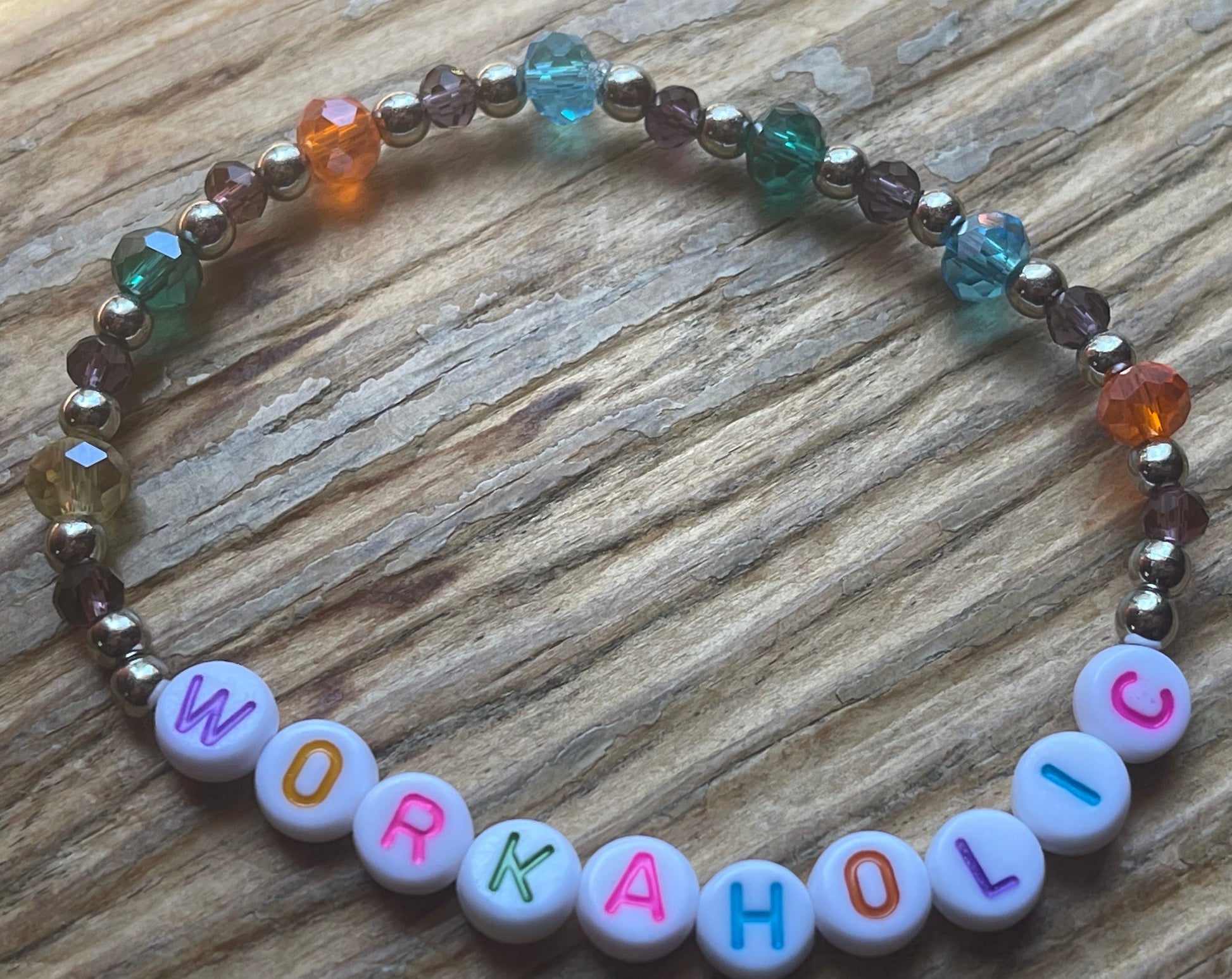 WORKAHOLIC Beaded Bracelet, gift for her, gift for bestie, gift for mom, birthday gifts, entrepreneurial gifts, various styles and colors