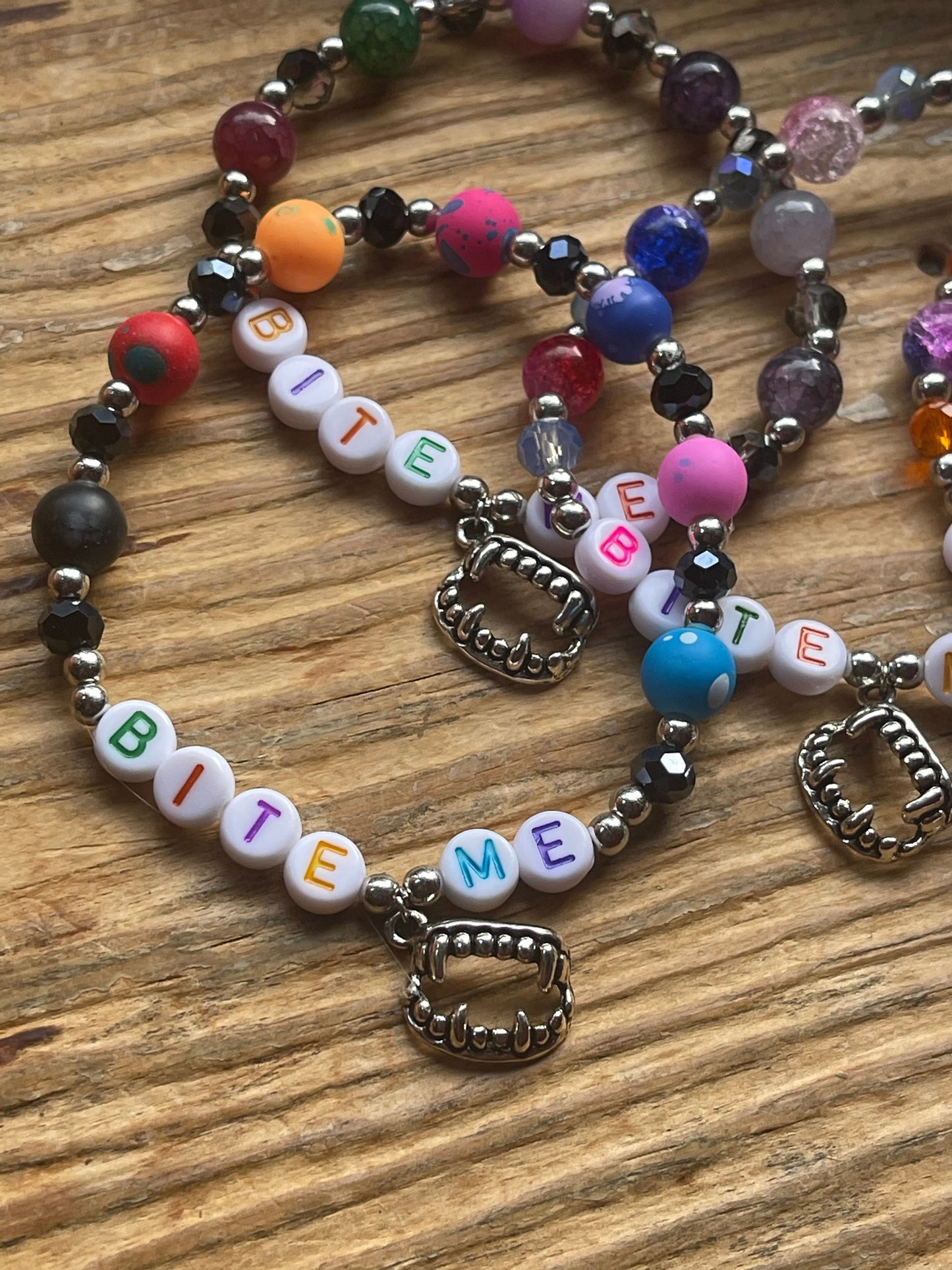 BITE ME Friendship Bracelet | Snarky Neon Bracelet for Vampire Fans | Colorful Halloween Jewelry | Various Sizes and Styles