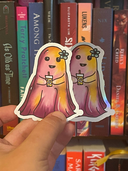 ROSIE THE GHOST Sticker | Colorful Ghost Sticker | Matte and Holographic Options | Waterproof Vinyl Stickers | Cute Halloween Sticker | 3in