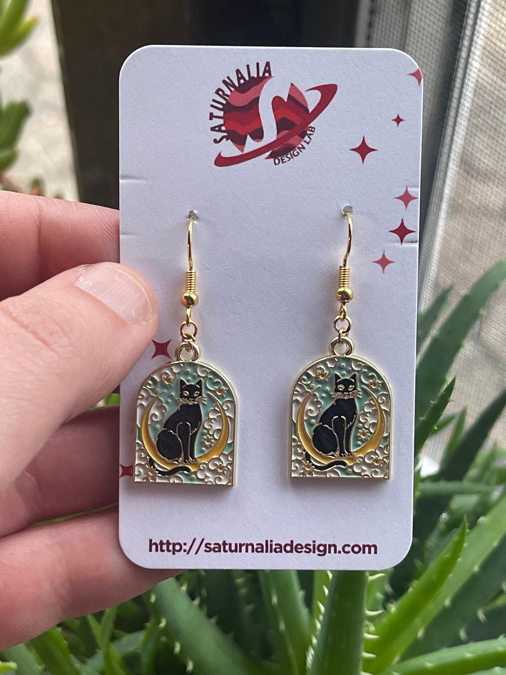 CELESTIAL CATS Earrings, Black Cat Earrings, Gifts for Cat Moms, Girlfriend Gifts, Gifts for Wife, Gifts for Her, Anniversary Gift, 4 Styles