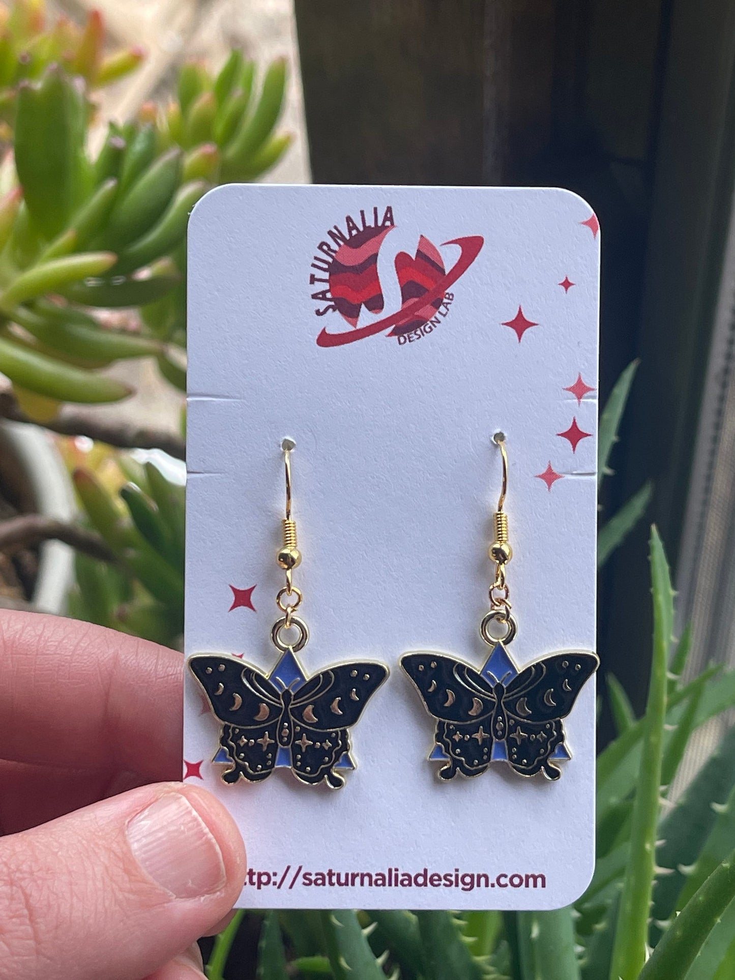 CELESTIAL MOTH Earrings, Moth Earrings with Stars and Moons, Gifts for Her, Gifts for Grad, Gifts for Bestie, Birthday Gifts, Christmas Gift