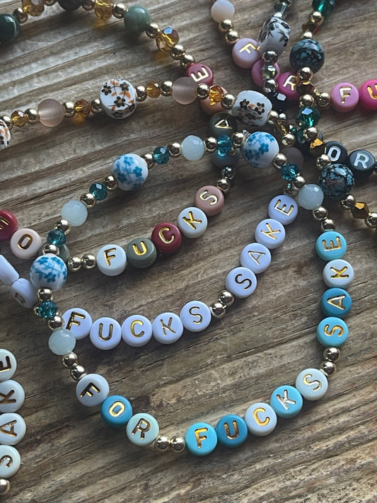 FOR FUCKS SAKE Beaded Bracelets, Sweary Bracelets, Gifts for Her, Best Friend Gifts, Gifts for Mom, Gifts for Girlfriend, Various Sizes