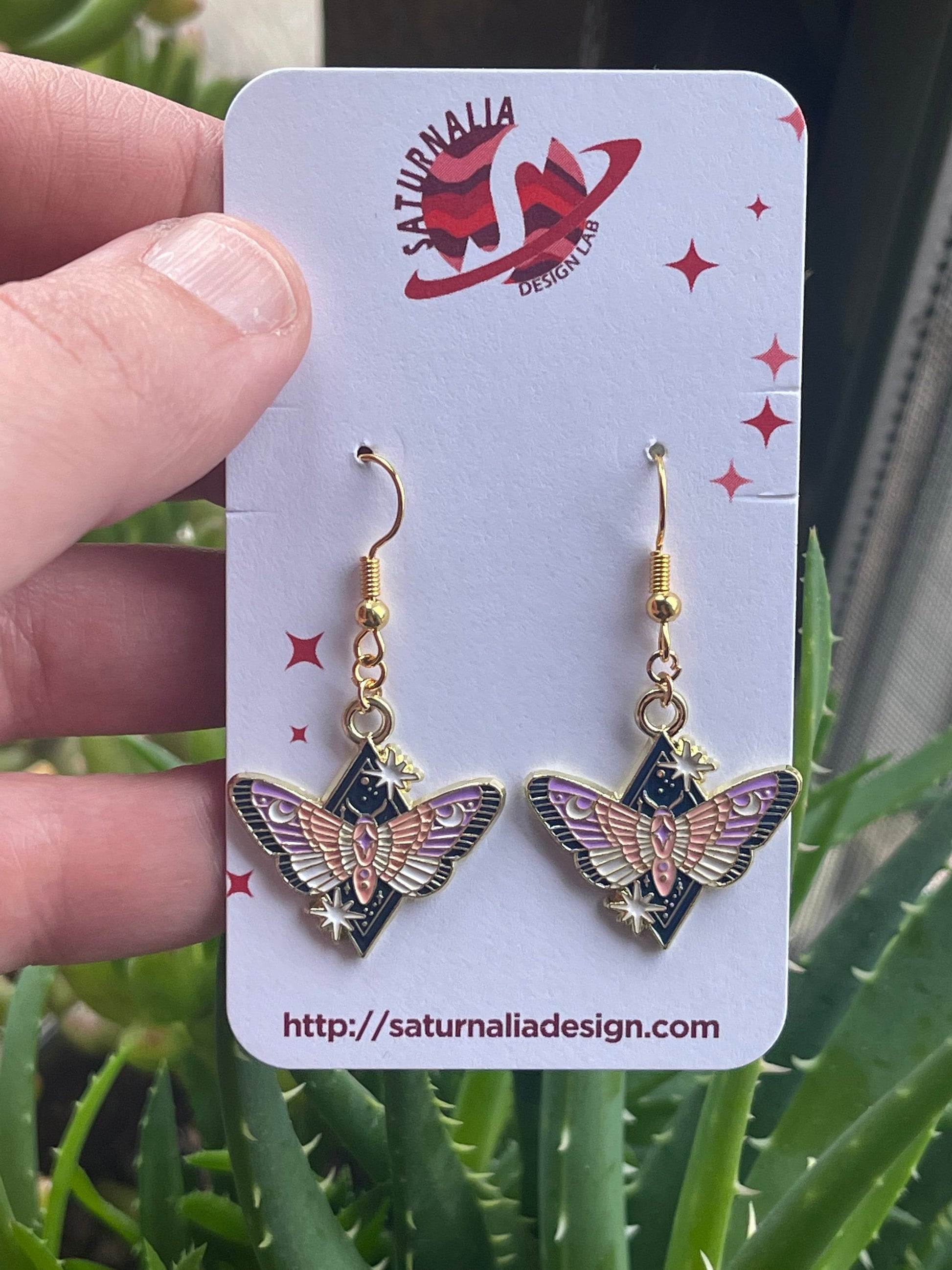 CELESTIAL MOTH Earrings, Moth Earrings with Stars and Moons, Gifts for Her, Gifts for Grad, Gifts for Bestie, Birthday Gifts, Christmas Gift