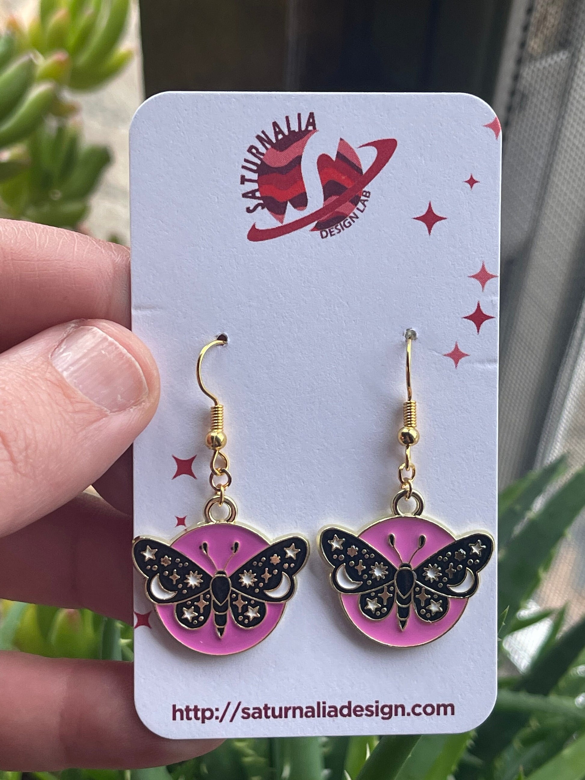 CELESTIAL MOTH Earrings, Moth Earrings with Stars and Moons, Gifts for Her, Gifts for Grad, Gifts for Bestie, Birthday Gifts, Christmas Gift