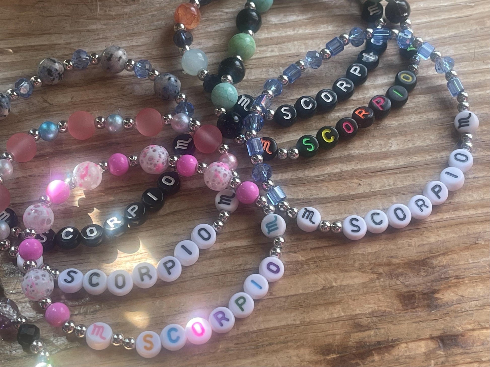 Scorpio Bracelet (October 23 - November 21) | Handmade Green and Black Astrology Bracelet | Stretch Bracelet | 6.75" Long