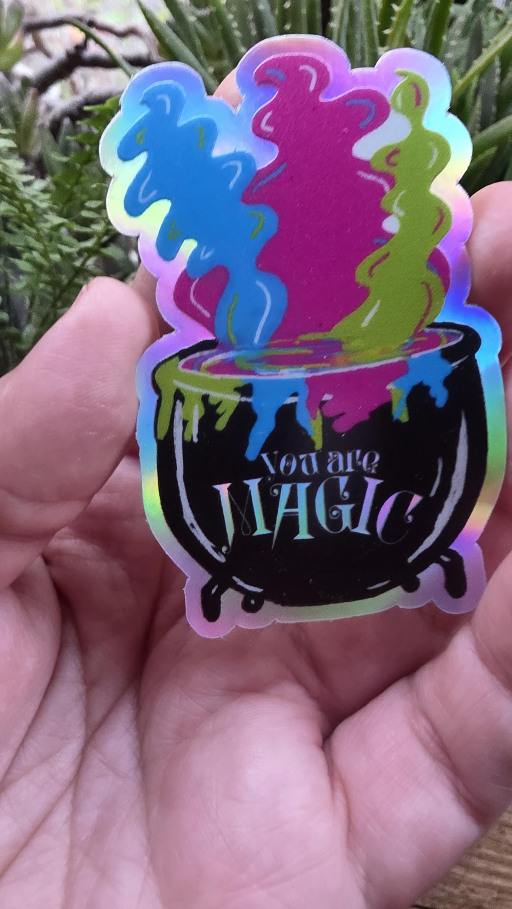 You Are Magic Vinyl Sticker, Holographic Cauldron Sticker for Waterbottles and Laptops