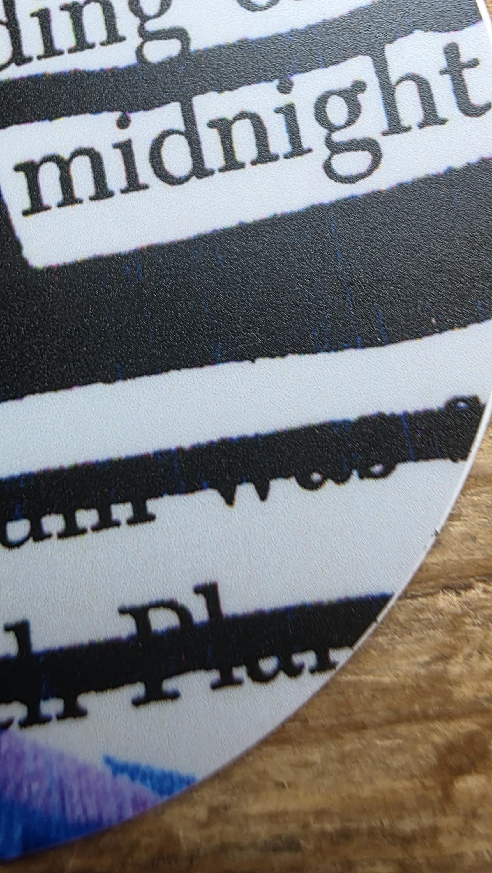 Descending on Midnight Sticker, 3" Round, Waterproof Vinyl Decal, Blackout Poetry, Dark Academia, Library Sticker, Book Lover Gift