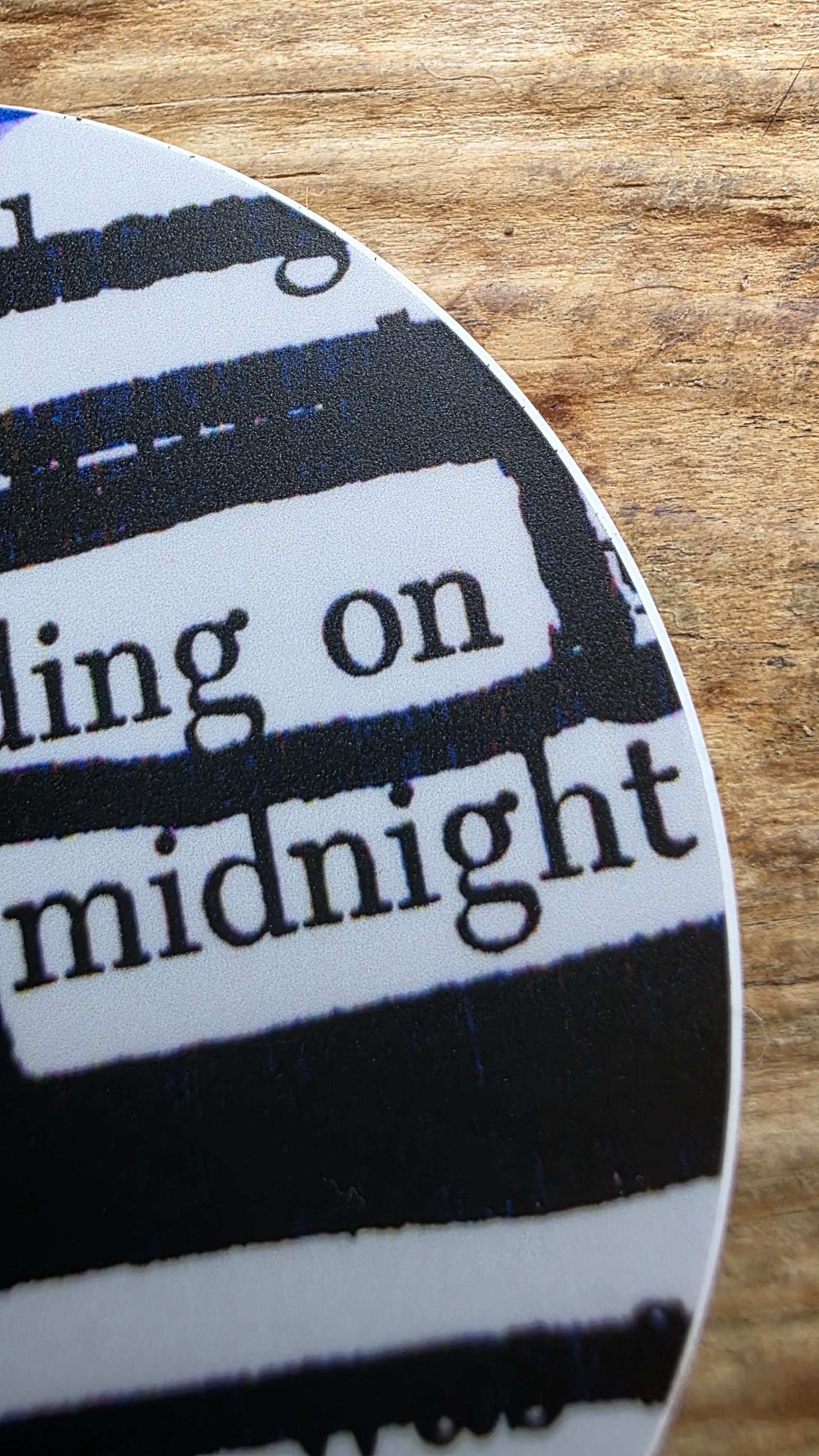 Descending on Midnight Sticker, 3" Round, Waterproof Vinyl Decal, Blackout Poetry, Dark Academia, Library Sticker, Book Lover Gift