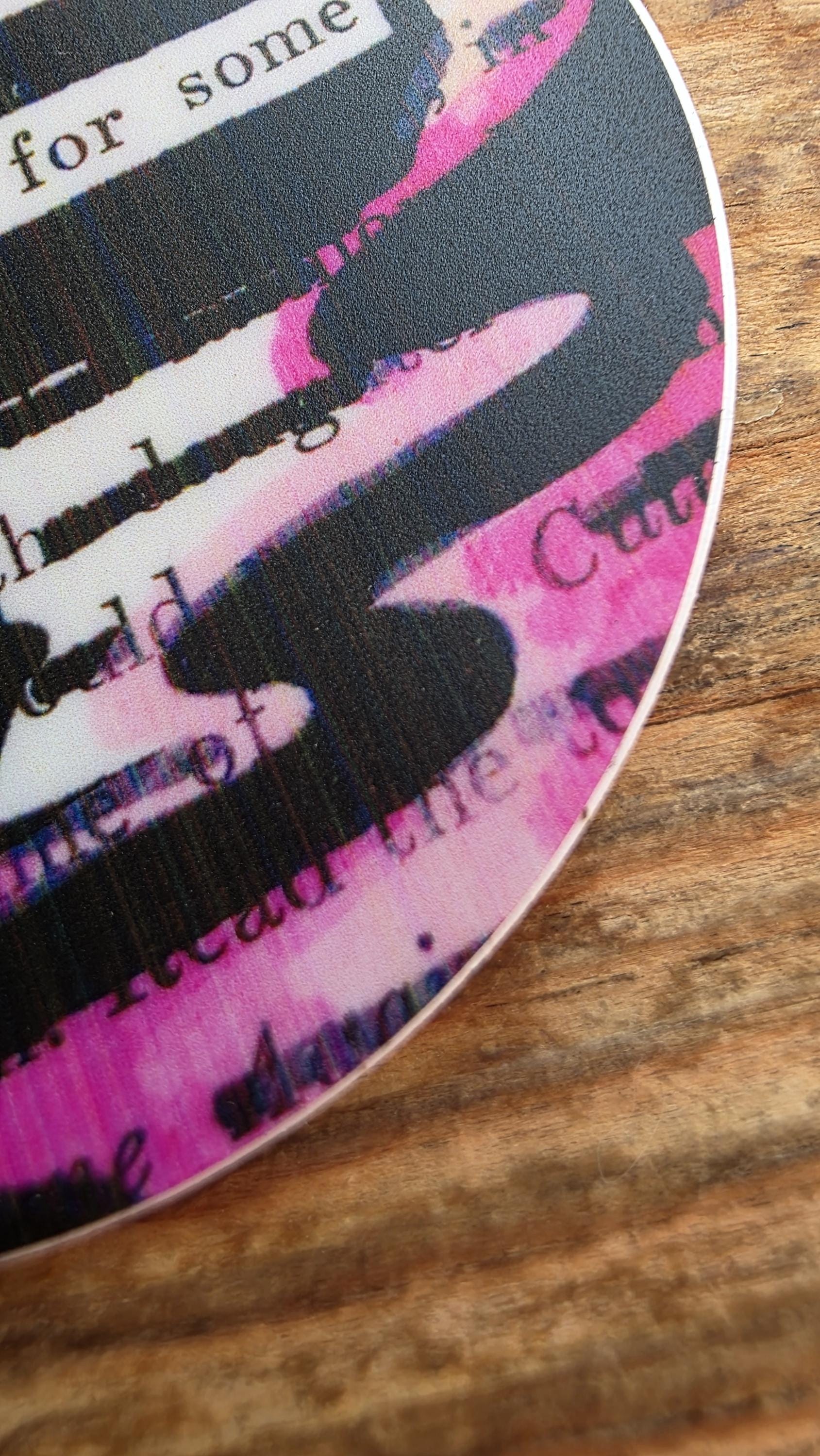 A Spectacular Romance Sticker, 3" Round, Blended Pink Shades, Blackout Poetry, Romantic Gift, Waterproof Vinyl Decal, Book Lover Gift