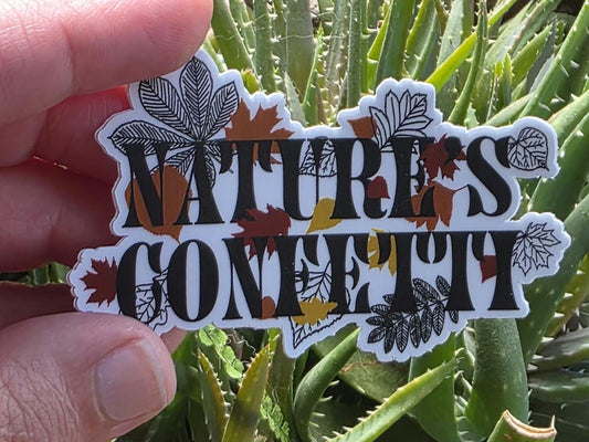 Nature’s Confetti Vinyl Sticker – 3 Inch Die Cut Waterproof Autumn Leaves Design for Laptops, Journals, and Water Bottles