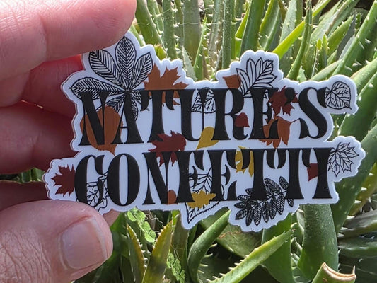 Nature’s Confetti Vinyl Sticker – 3 Inch Die Cut Waterproof Autumn Leaves Design for Laptops, Journals, and Water Bottles