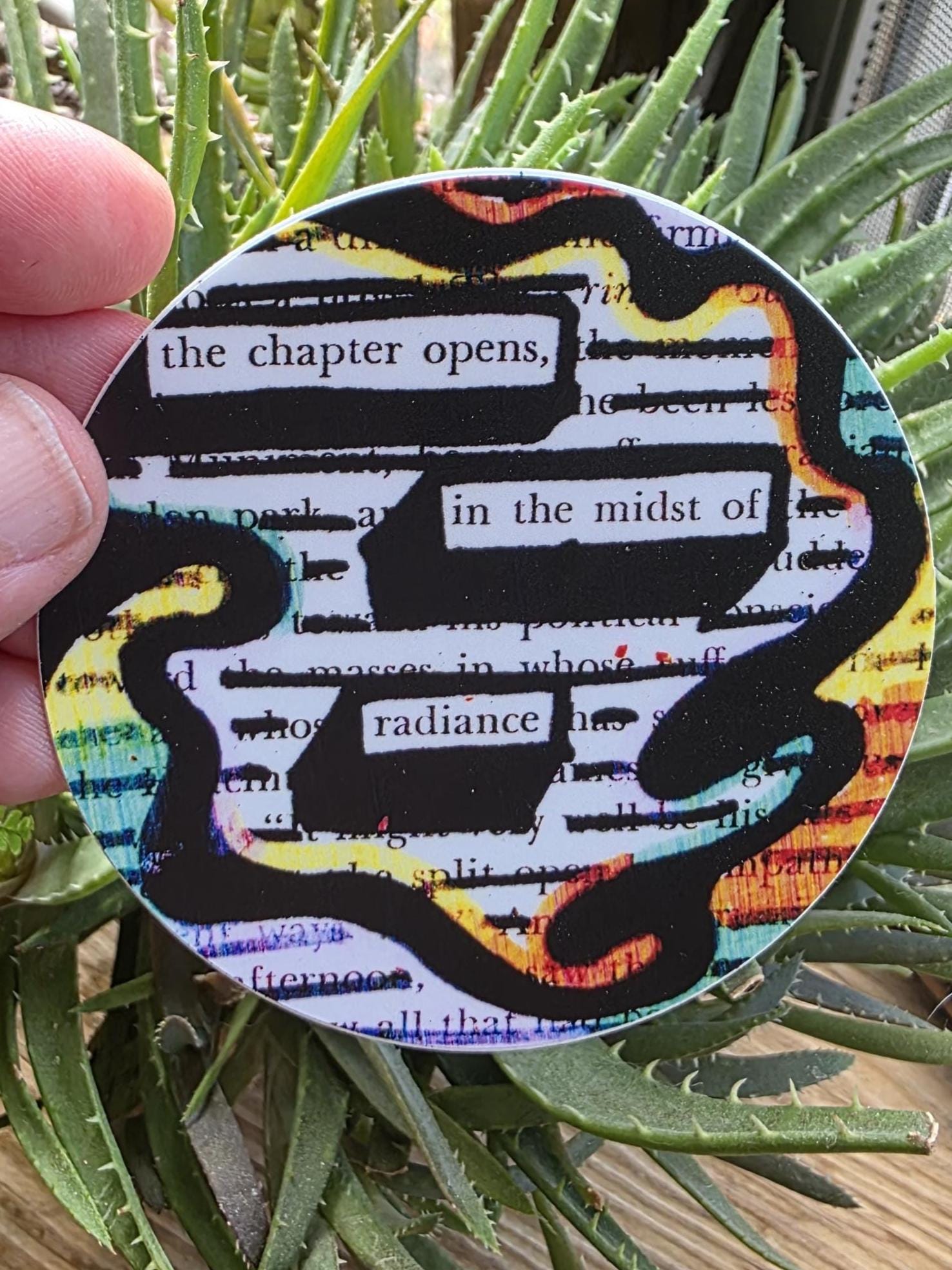 The Chapter in the Midst of Radiance Sticker for Writers, Blackout Poetry Decal, Abstract Art, Waterproof Vinyl, Bookish Gift