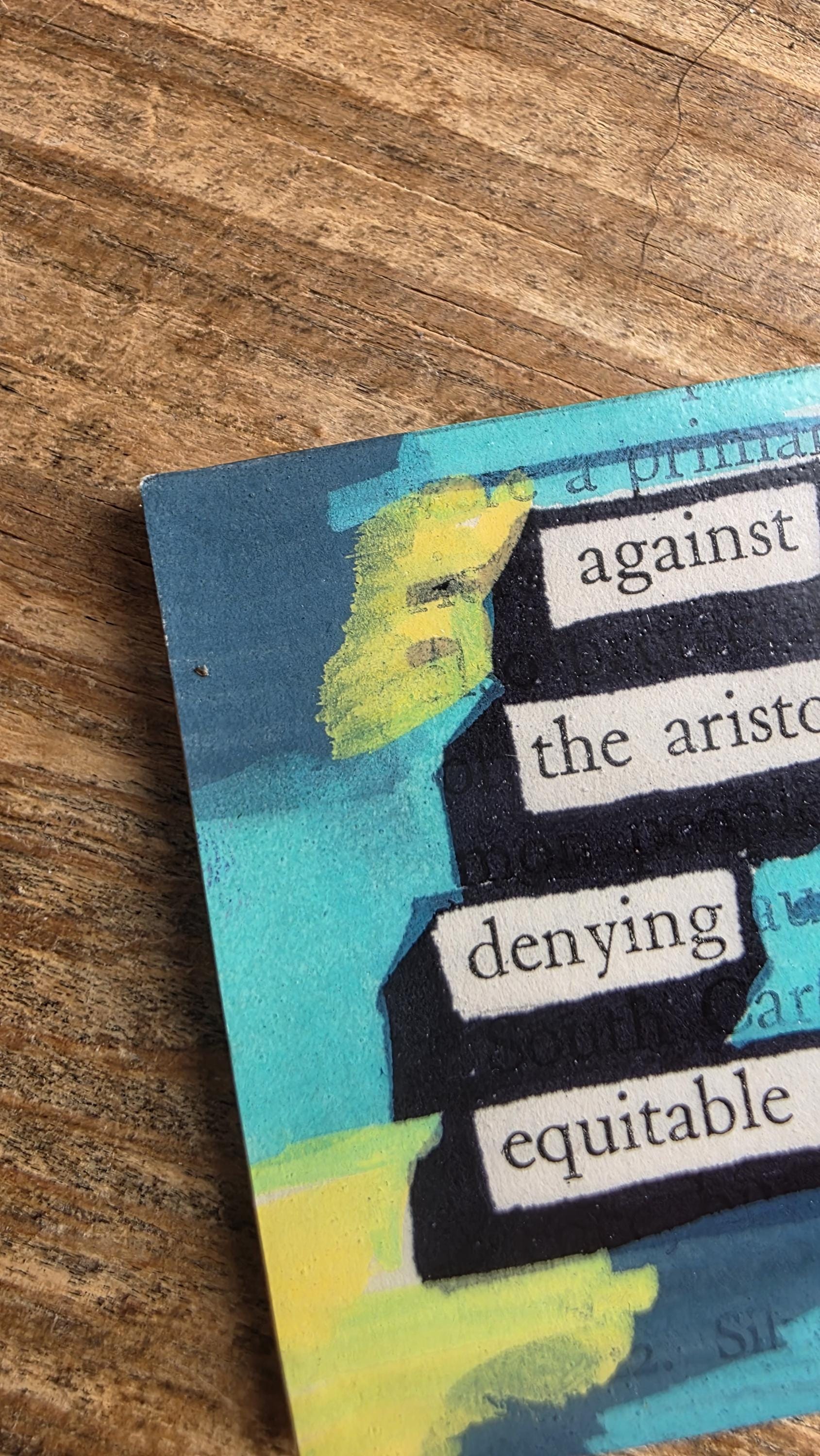 Against the Aristocracy Denying Equitable Control Magnet, One of a Kind Magnet Made from an Upcycled Book
