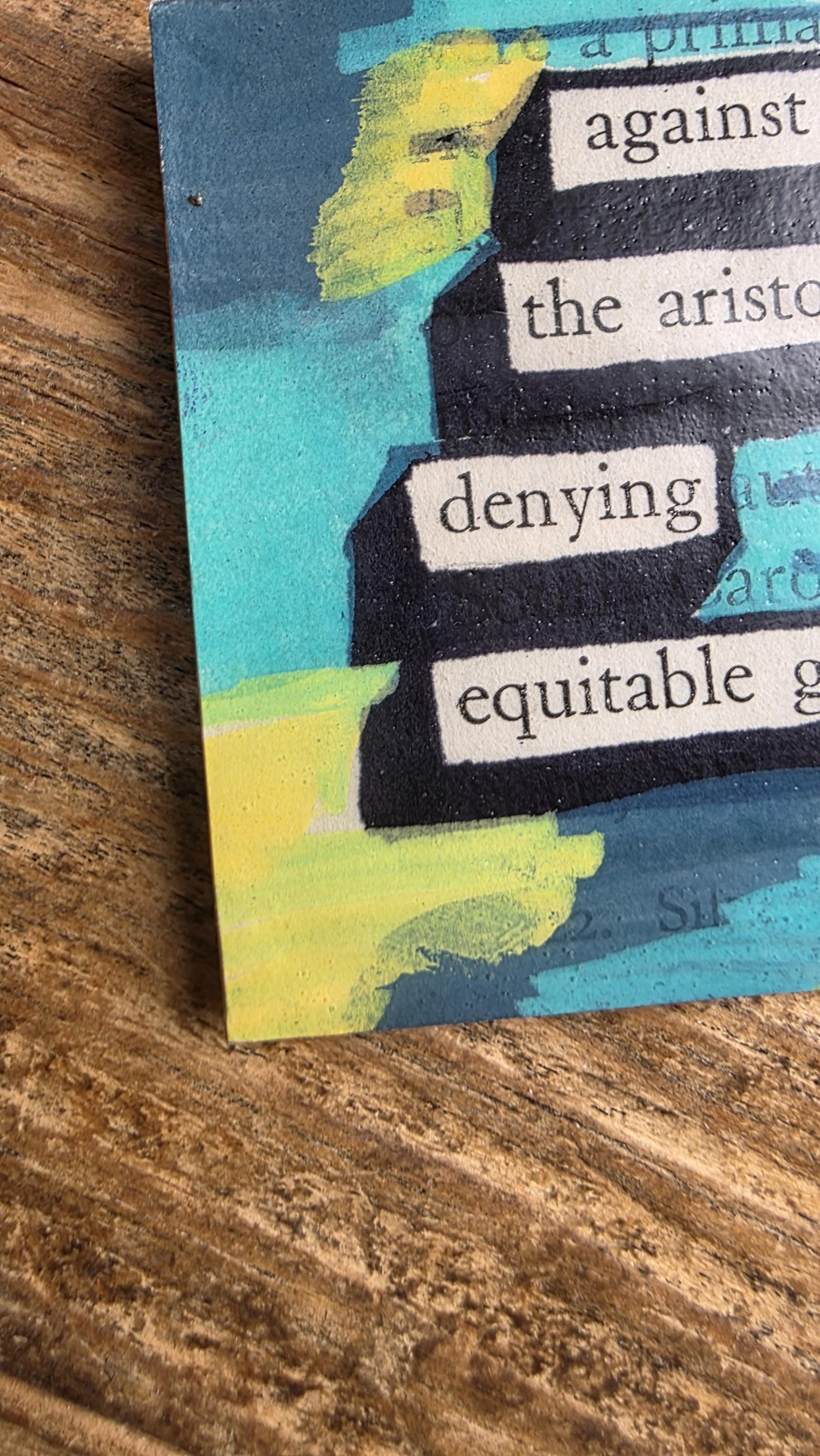 Against the Aristocracy Denying Equitable Control Magnet, One of a Kind Magnet Made from an Upcycled Book