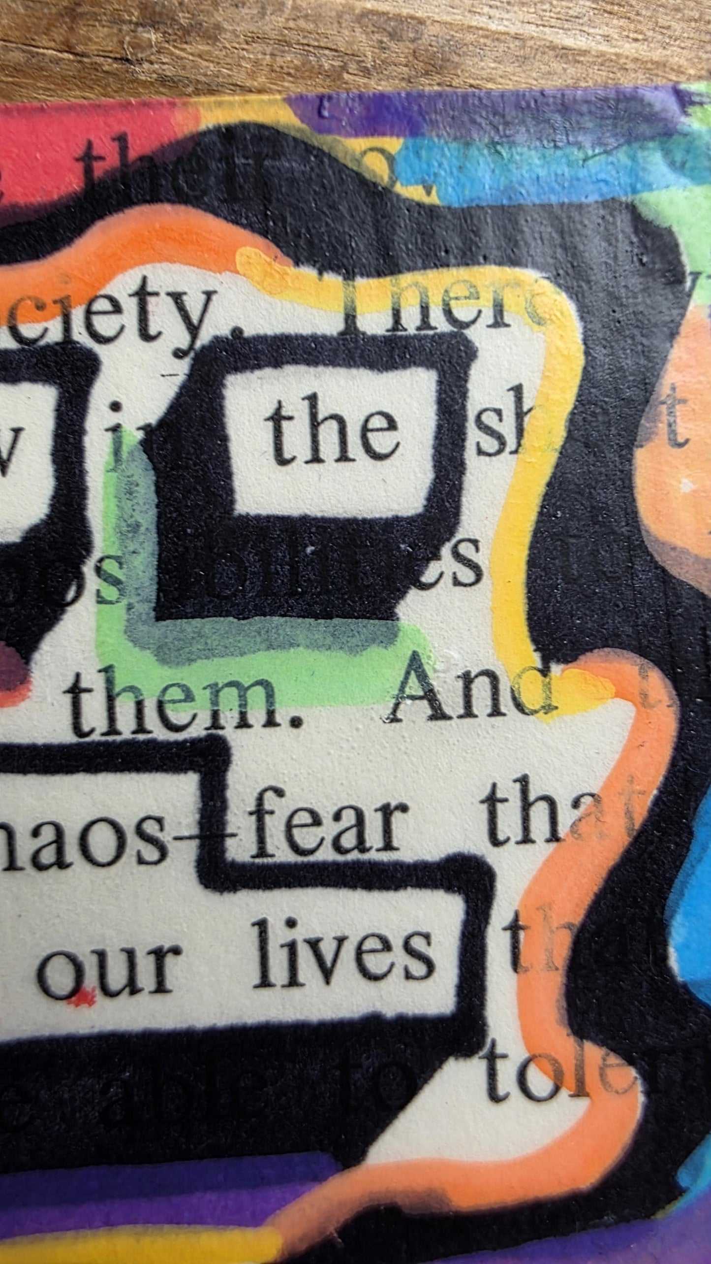 Know the Chaos of Our Lives Magnet | Abstract Rainbow Book Art, Blackout Poetry Magnet