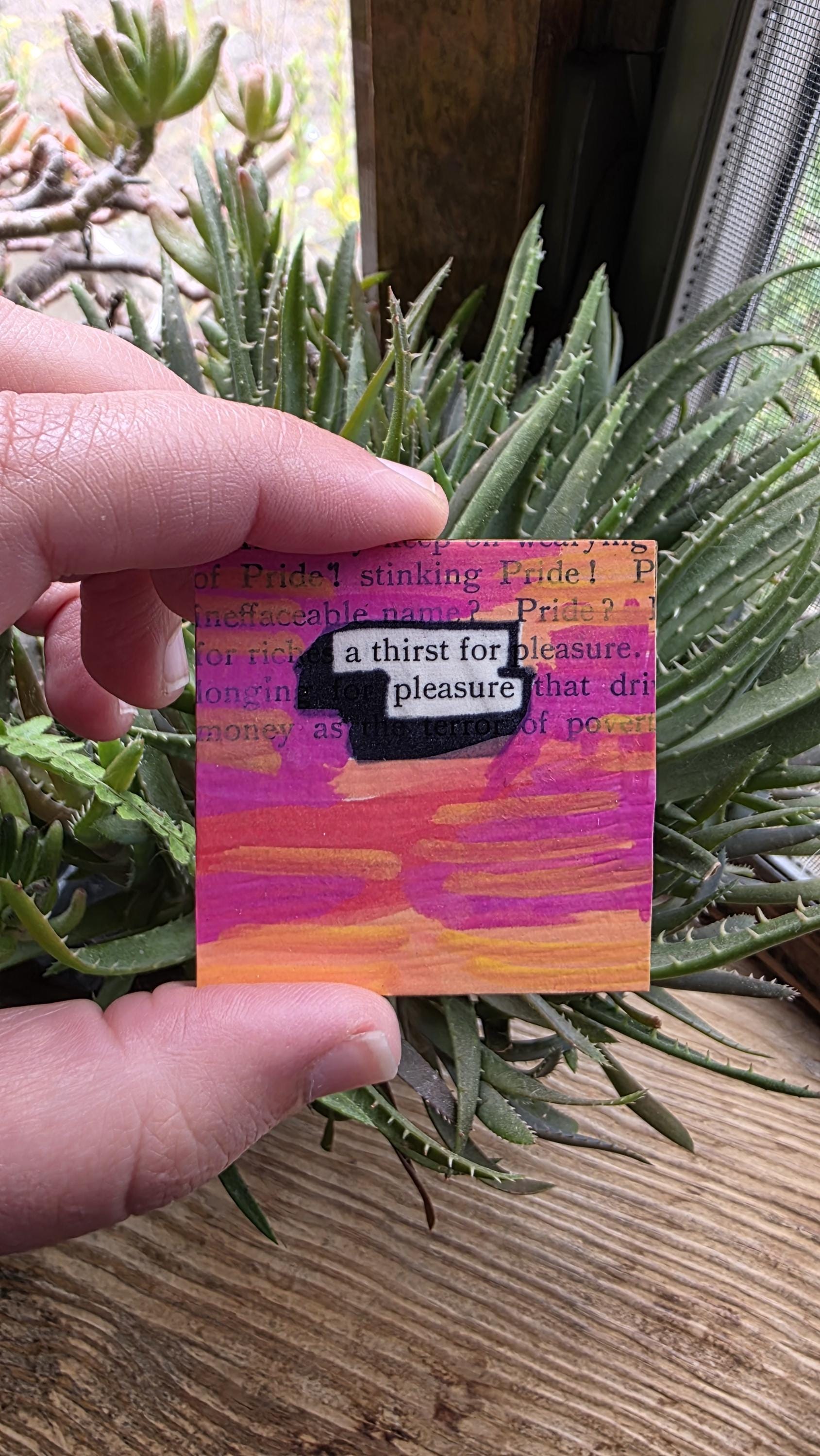 A Thirst for Pleasure" Magnet | Romance Reader Literary Art, Blackout Poetry Design