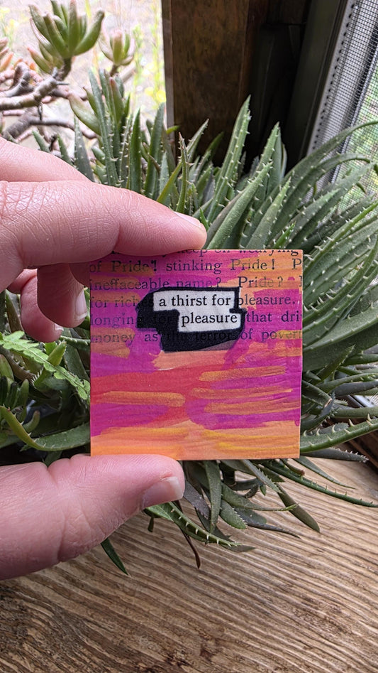 A Thirst for Pleasure" Magnet | Romance Reader Literary Art, Blackout Poetry Design