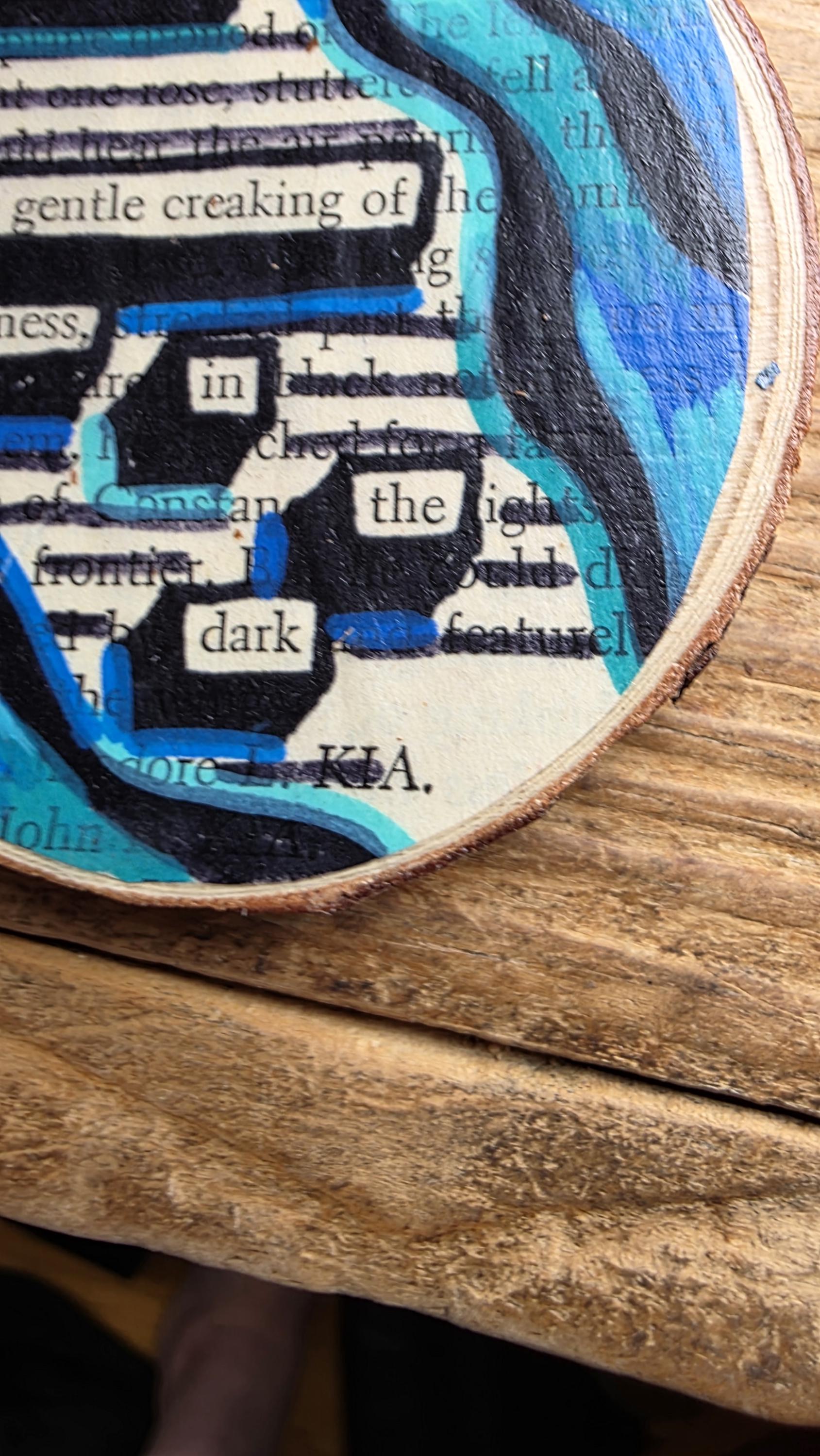 Blackout Poetry Ornament – “Drifting Past the Gentle Creaking Nothingness in the Dark” | Upcycled Book Art | Gothic Christmas Decor