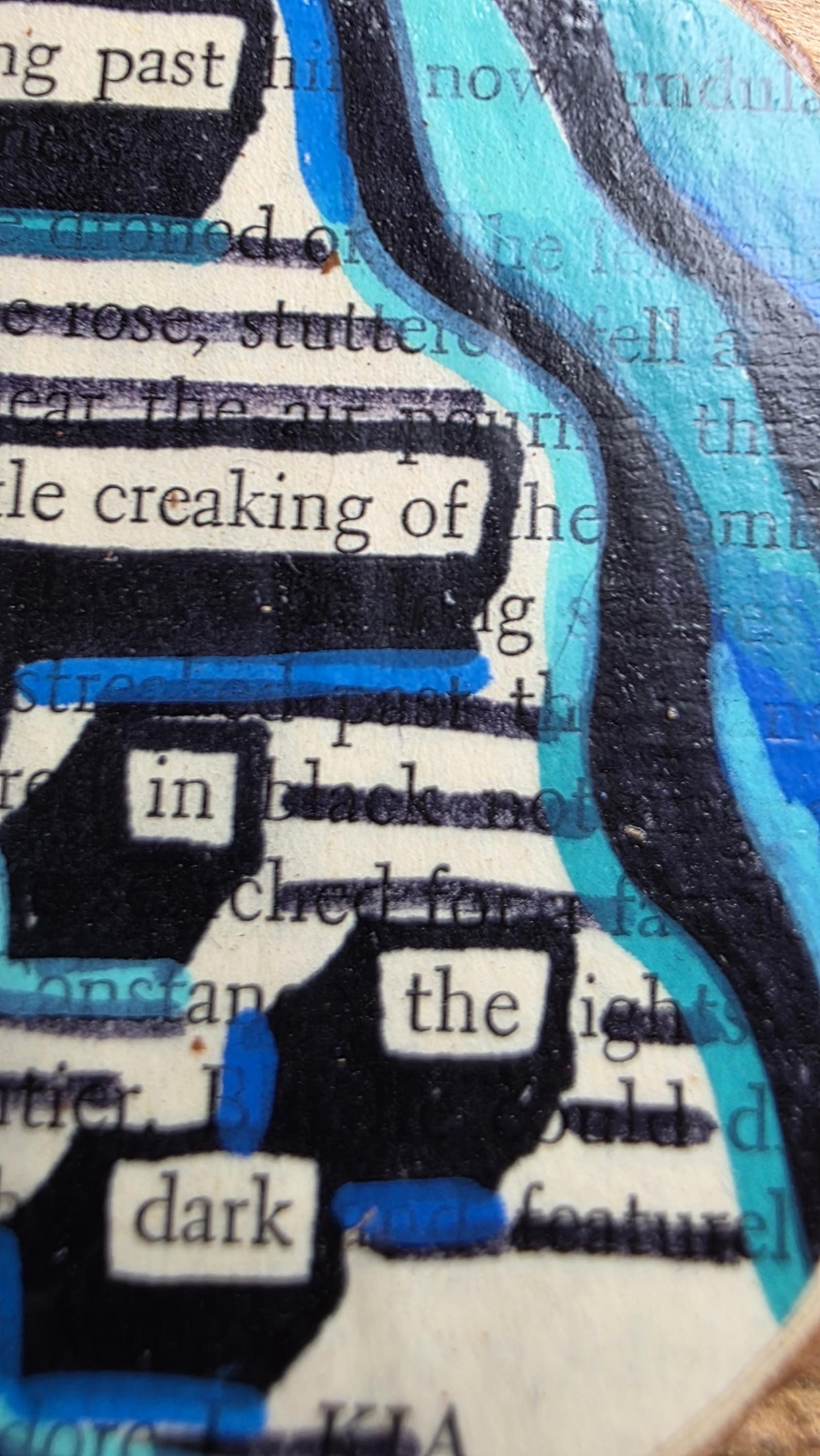 Blackout Poetry Ornament – “Drifting Past the Gentle Creaking Nothingness in the Dark” | Upcycled Book Art | Gothic Christmas Decor