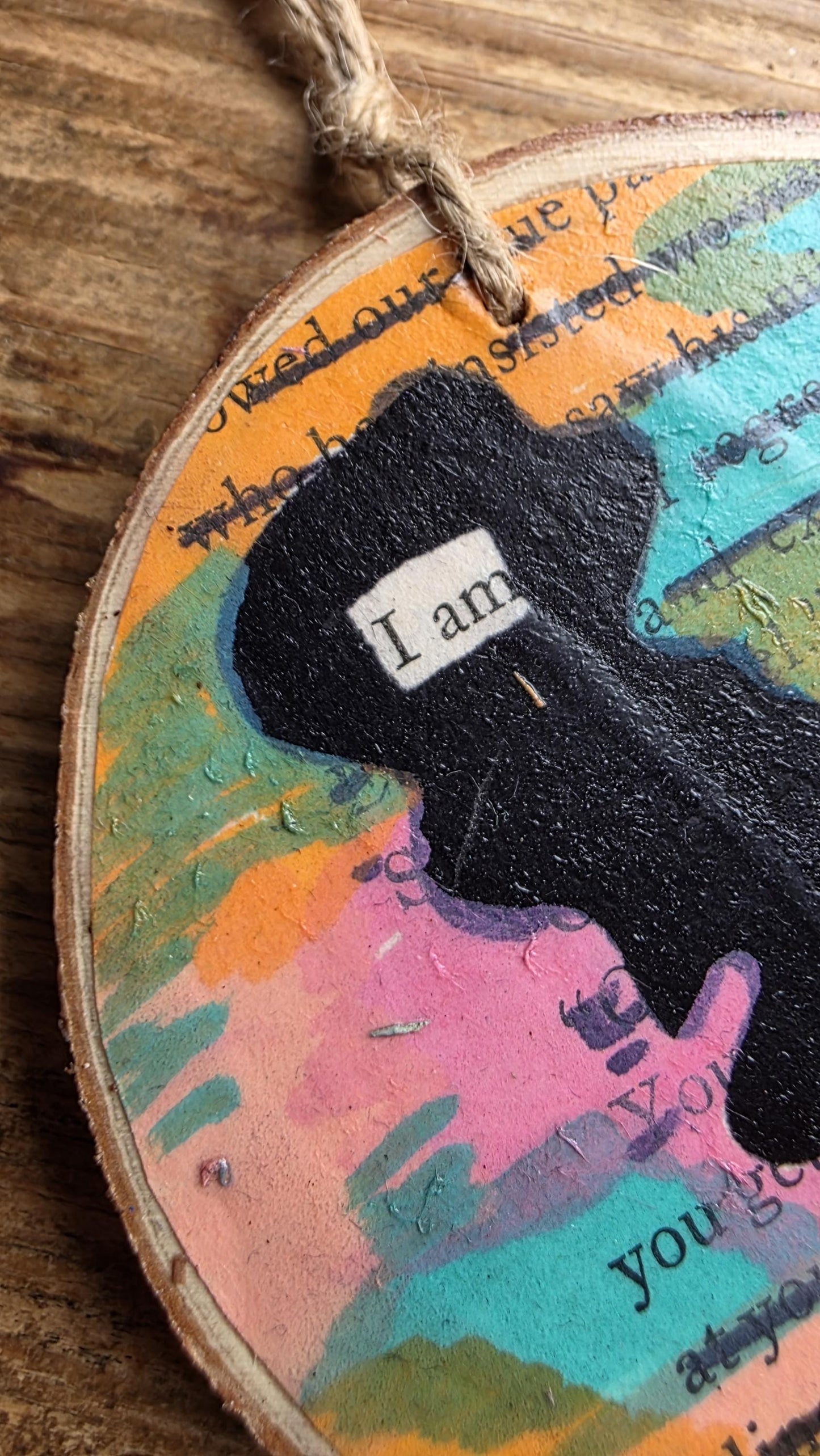 Blackout Poetry Ornament – “I Am Most Likely Reading” | Book Lover Gift | Upcycled Literary Art | Handmade Christmas Ornament