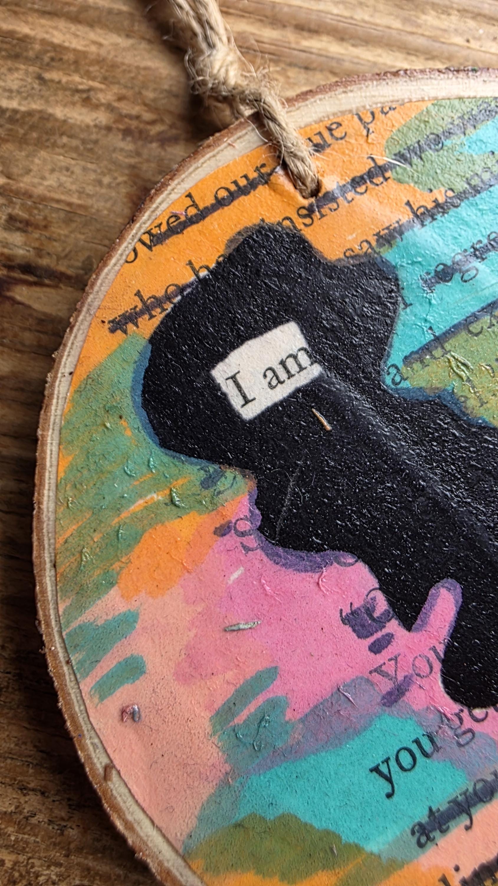Blackout Poetry Ornament – “I Am Most Likely Reading” | Book Lover Gift | Upcycled Literary Art | Handmade Christmas Ornament