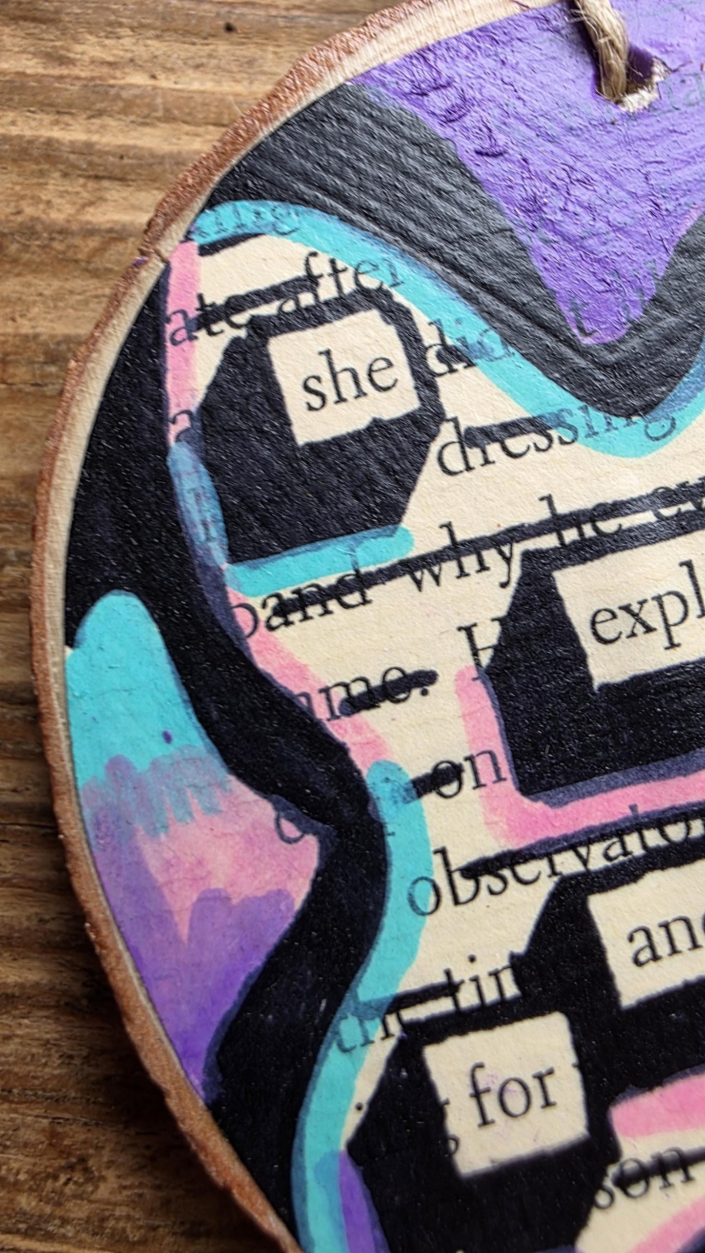 Blackout Poetry Ornament – “She Explained an Idea” | Upcycled Book Ornament | Feminist Gift | Literary Christmas Decor | Handmade