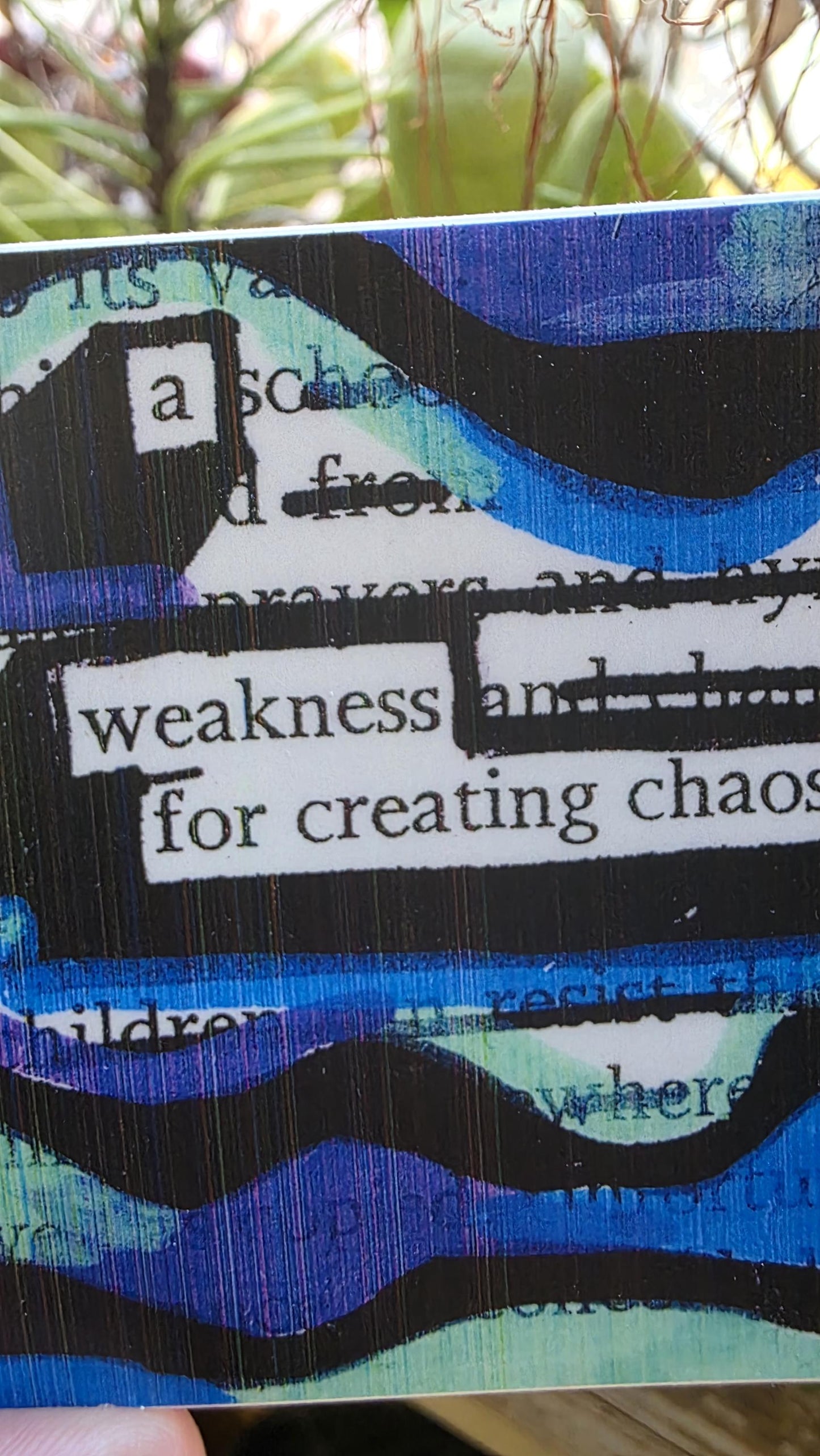 A Weakness for Creating Chaos, Mystical Blackout Poetry Vinyl Sticker
