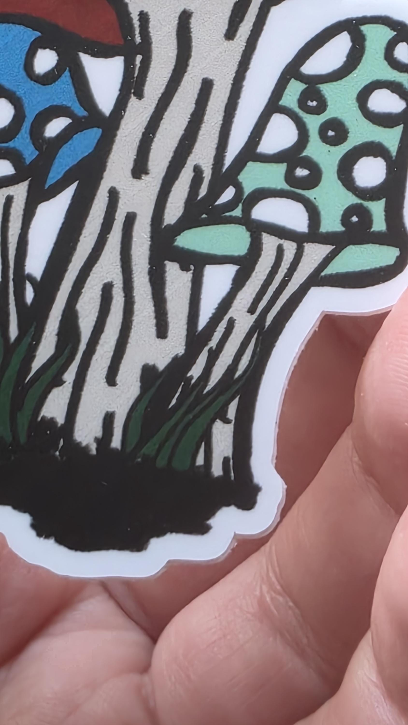 MAGICAL MUSHROOMS Stickers | Matte and Holographic Stickers | Waterproof Stickers | Cottagecore Sticker | Shroom Art | 3in Tall