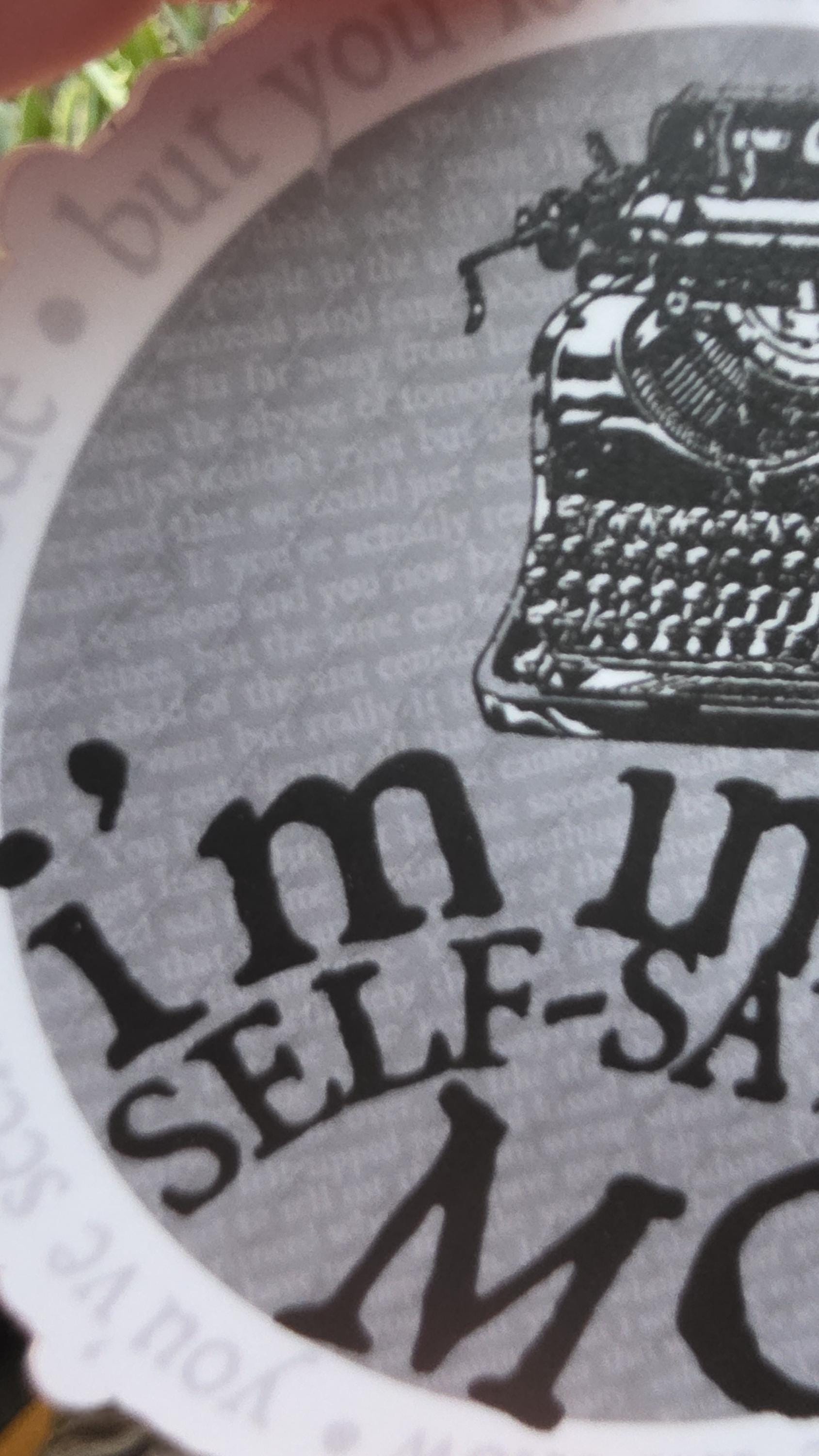 SELF-SABATOGE MODE Vinyl Sticker, Laminated Vinyl Sticker with Typewriter, Writer Stickers, Poet Stickers, Stocking Stuffers, Vinyl Decal