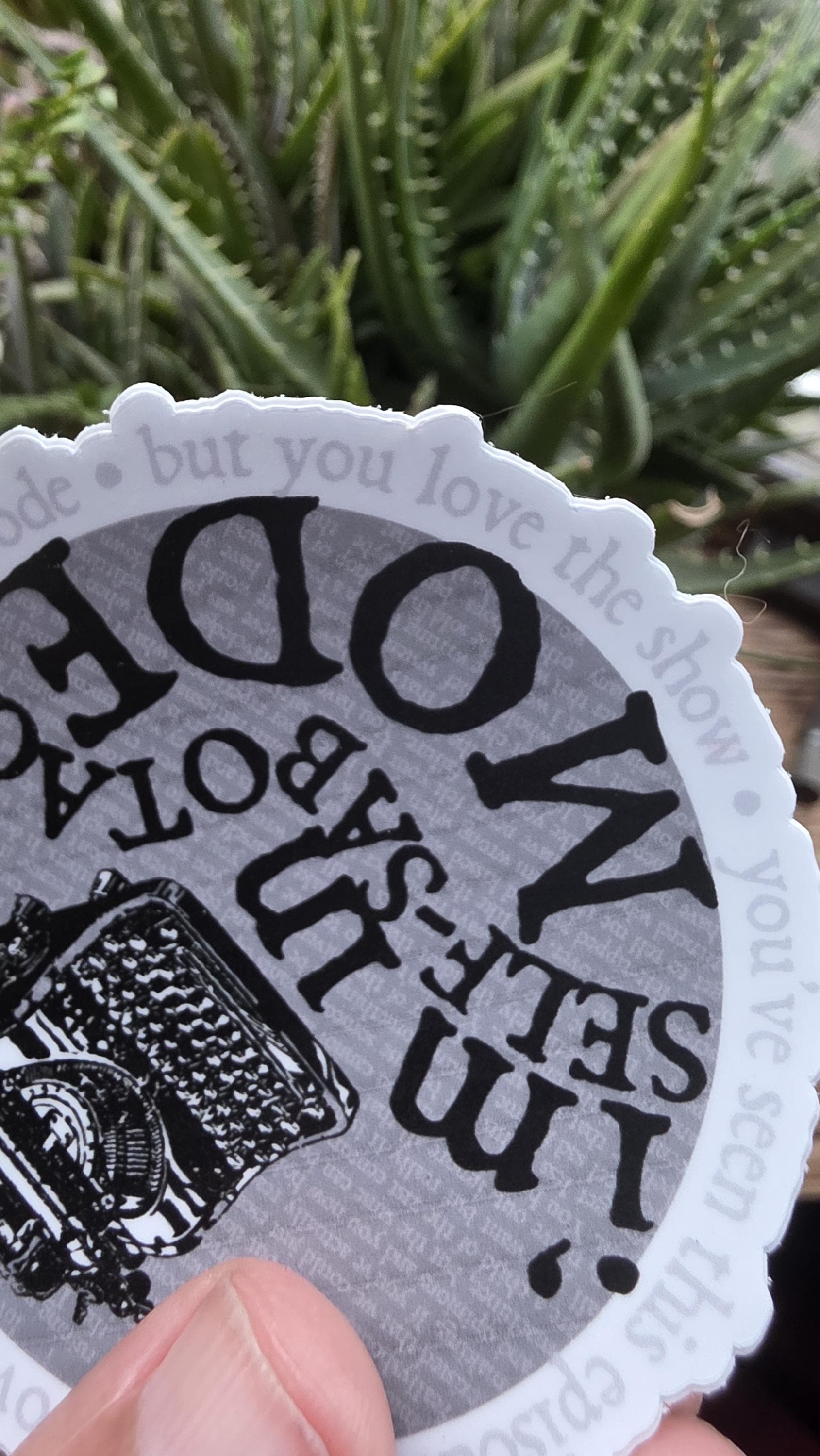 SELF-SABATOGE MODE Vinyl Sticker, Laminated Vinyl Sticker with Typewriter, Writer Stickers, Poet Stickers, Stocking Stuffers, Vinyl Decal