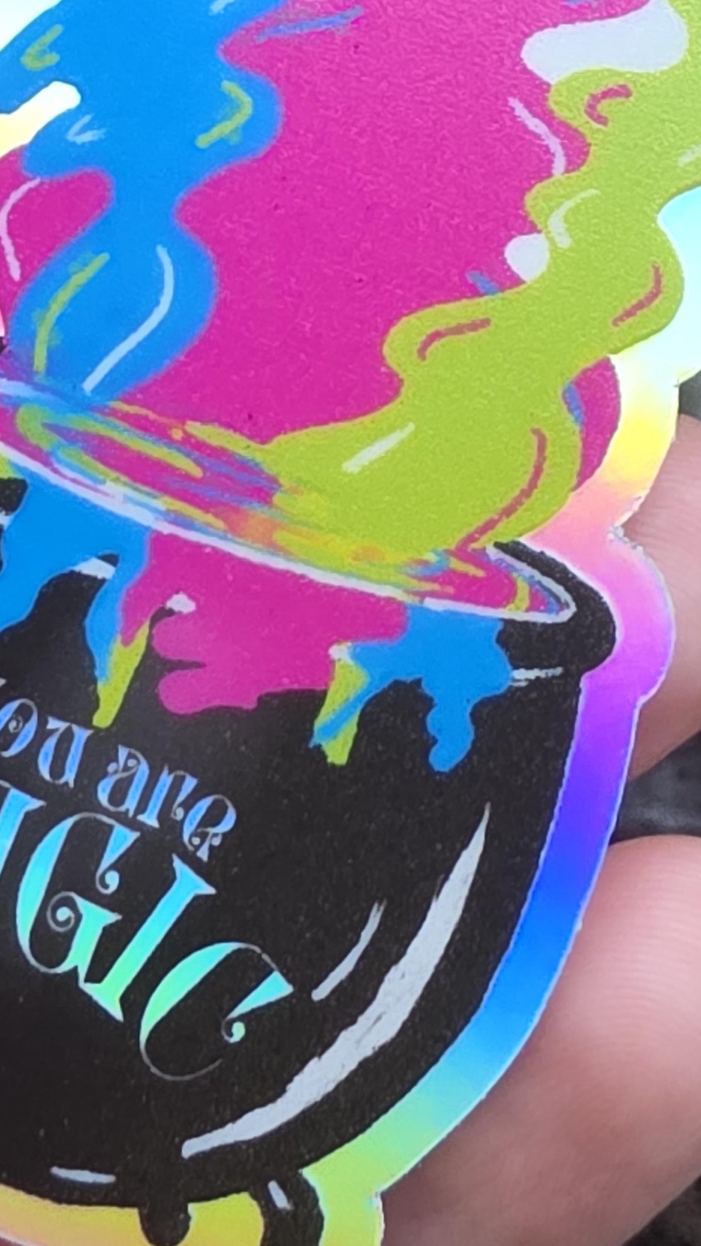 You Are Magic Vinyl Sticker, Holographic Cauldron Sticker for Waterbottles and Laptops