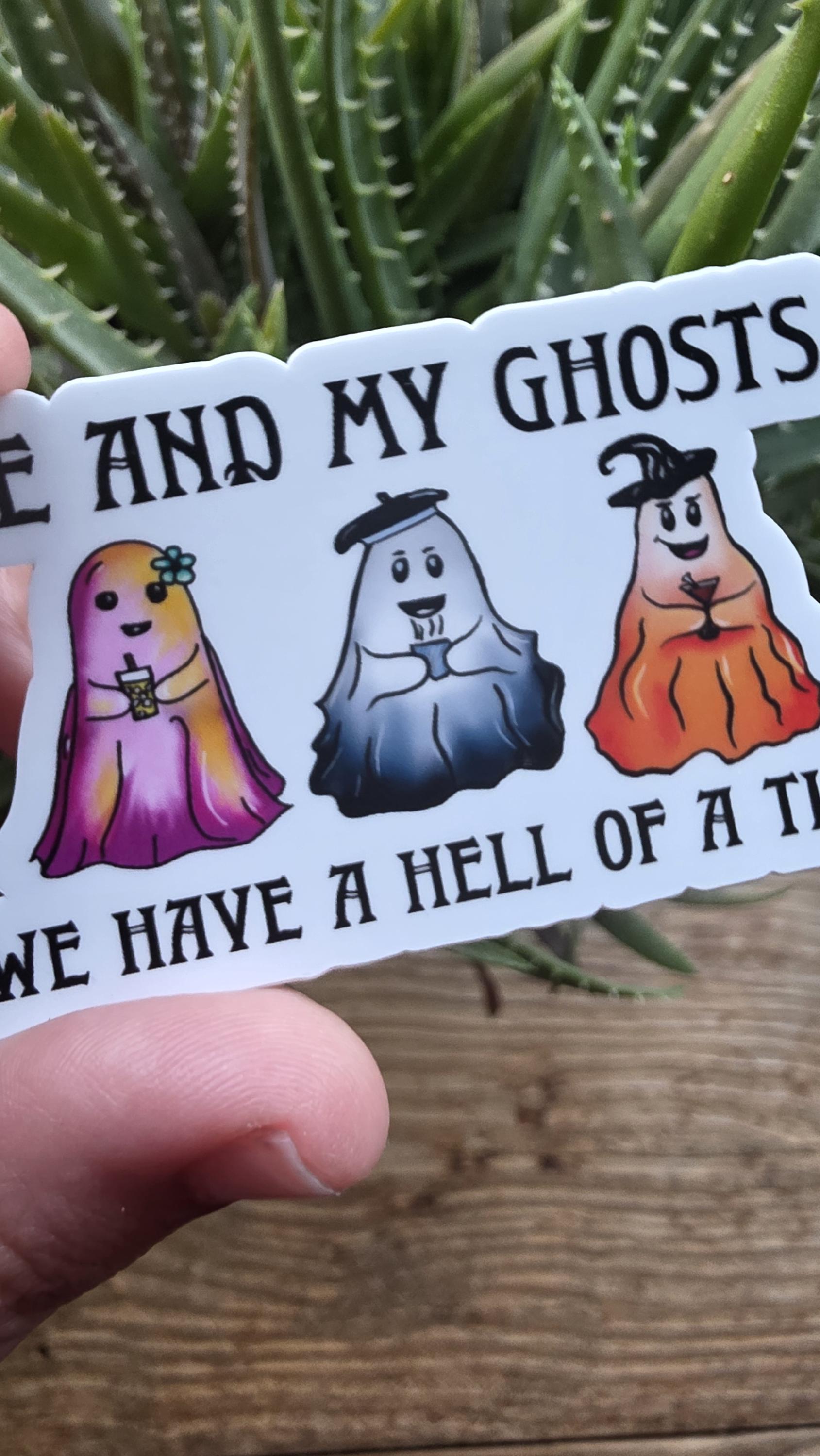 ME & MY GHOSTS Vinyl Sticker, Waterbottle Sticker, Laptop Decal, Ghost Sticker, Gift for Her, Gifts for Girlfriend, Halloween Sticker