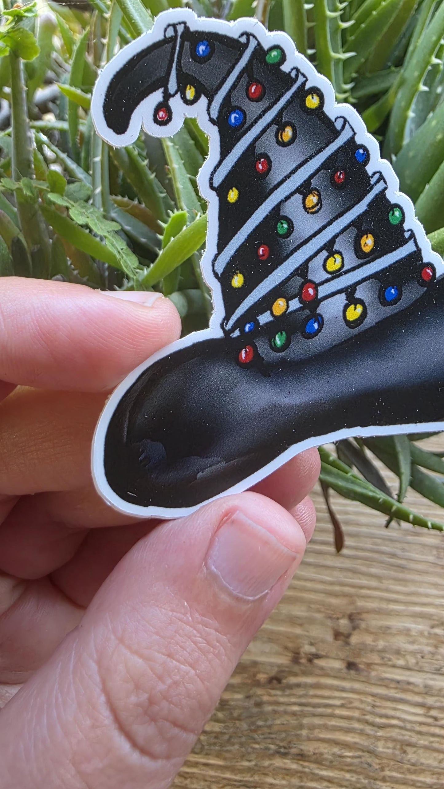 Festive Witch Hat Sticker – 3 Inch Matte Vinyl, Yuletide Holiday Magic, Halloween and Christmas Digital Artwork