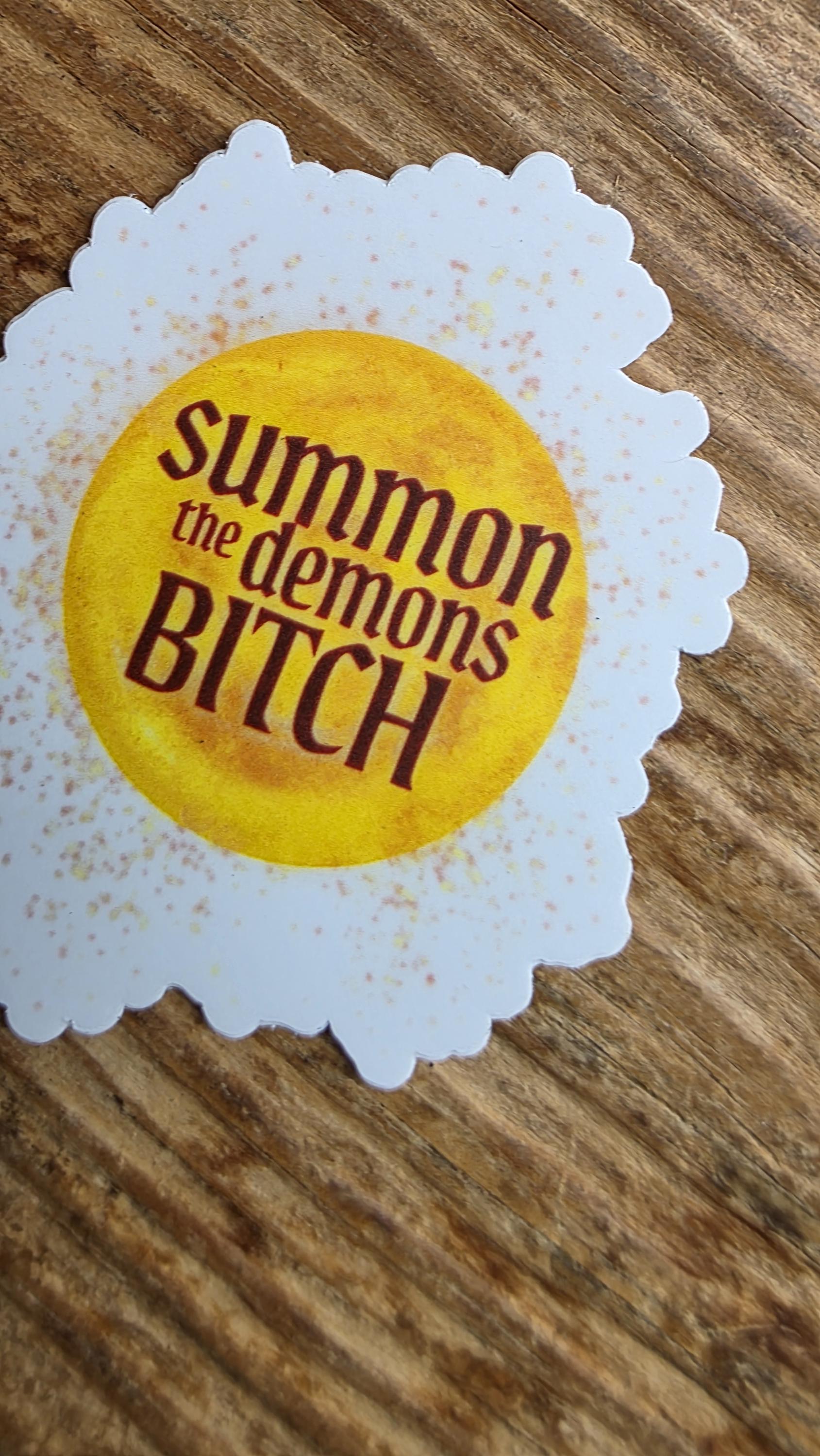 SUMMON THE DEMONS sticker, holographic and matte options, 3 inch vinyl sticker, hand drawn sticker, gifts for witches, gifts for her,
