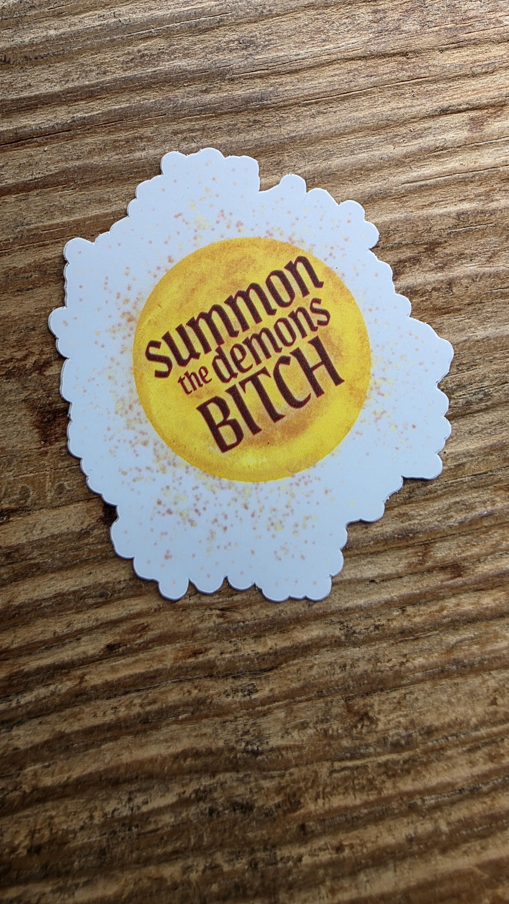 SUMMON THE DEMONS sticker, holographic and matte options, 3 inch vinyl sticker, hand drawn sticker, gifts for witches, gifts for her,
