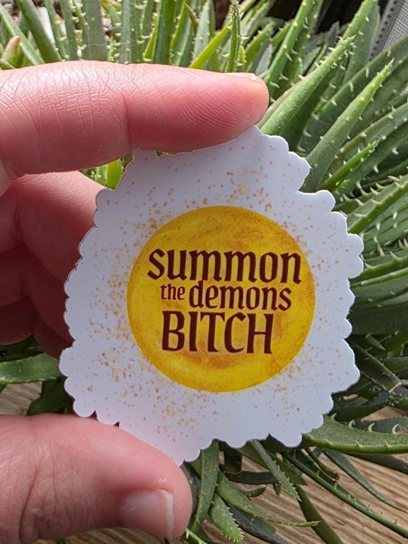 SUMMON THE DEMONS sticker, holographic and matte options, 3 inch vinyl sticker, hand drawn sticker, gifts for witches, gifts for her,