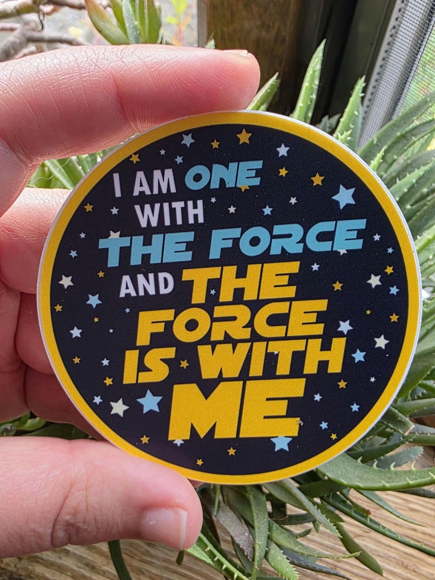 WITH THE FORCE Vinyl Sticker, Geeky Stickers, Laptop Sticker, Sci-Fi Sticker, Birthday Gifts, Stocking Stuffers, Space Themed Stickers