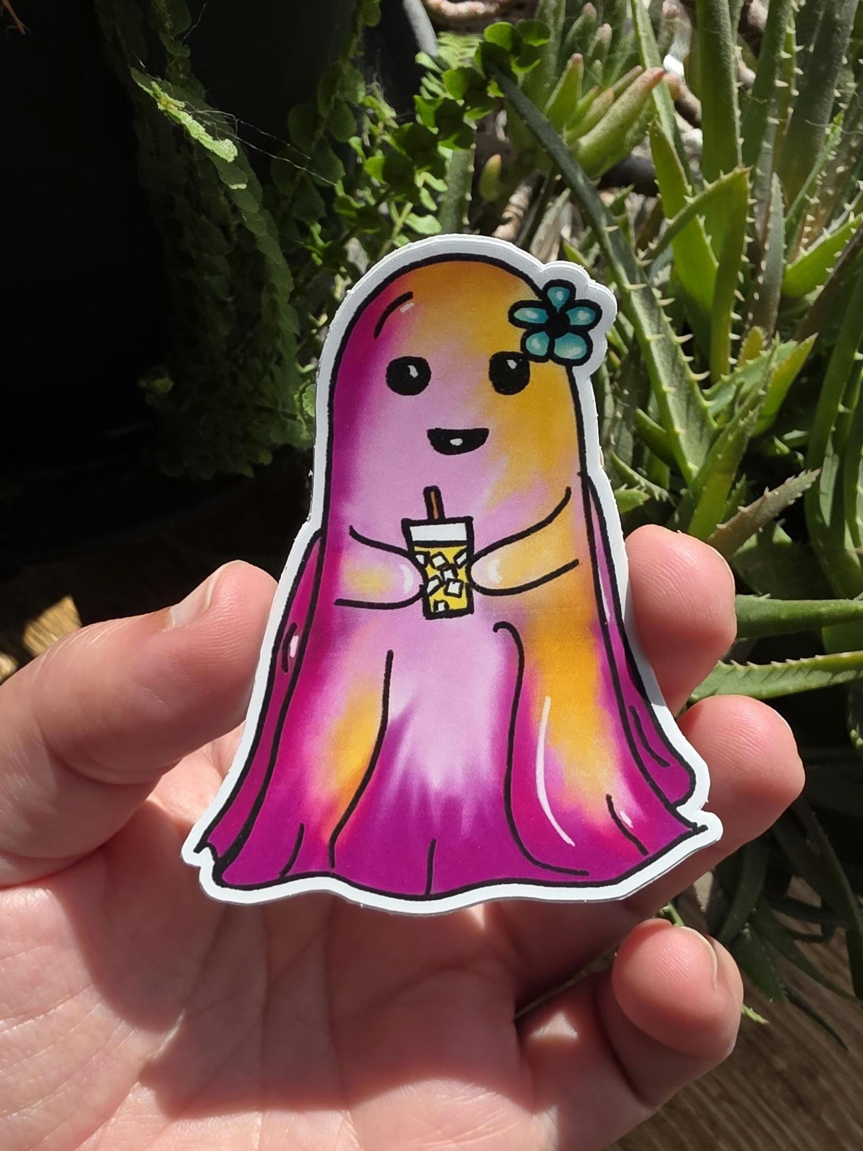ROSIE THE GHOST Sticker | Colorful Ghost Sticker | Matte and Holographic Options | Waterproof Vinyl Stickers | Cute Halloween Sticker | 3in