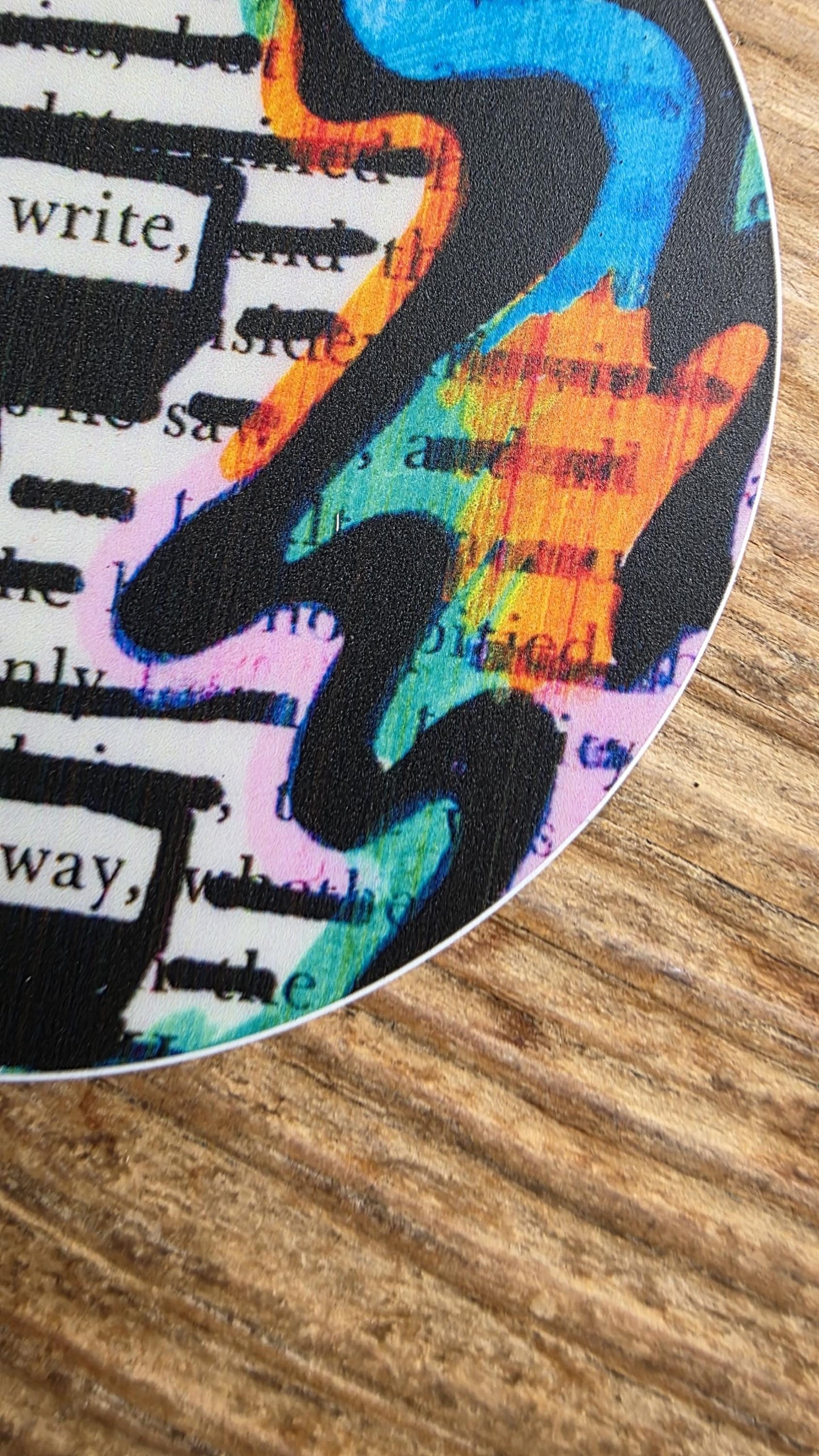 Designed to Write the Truth in Your Own Way – Blackout Poetry Round Vinyl Sticker, 3 Inch Waterproof