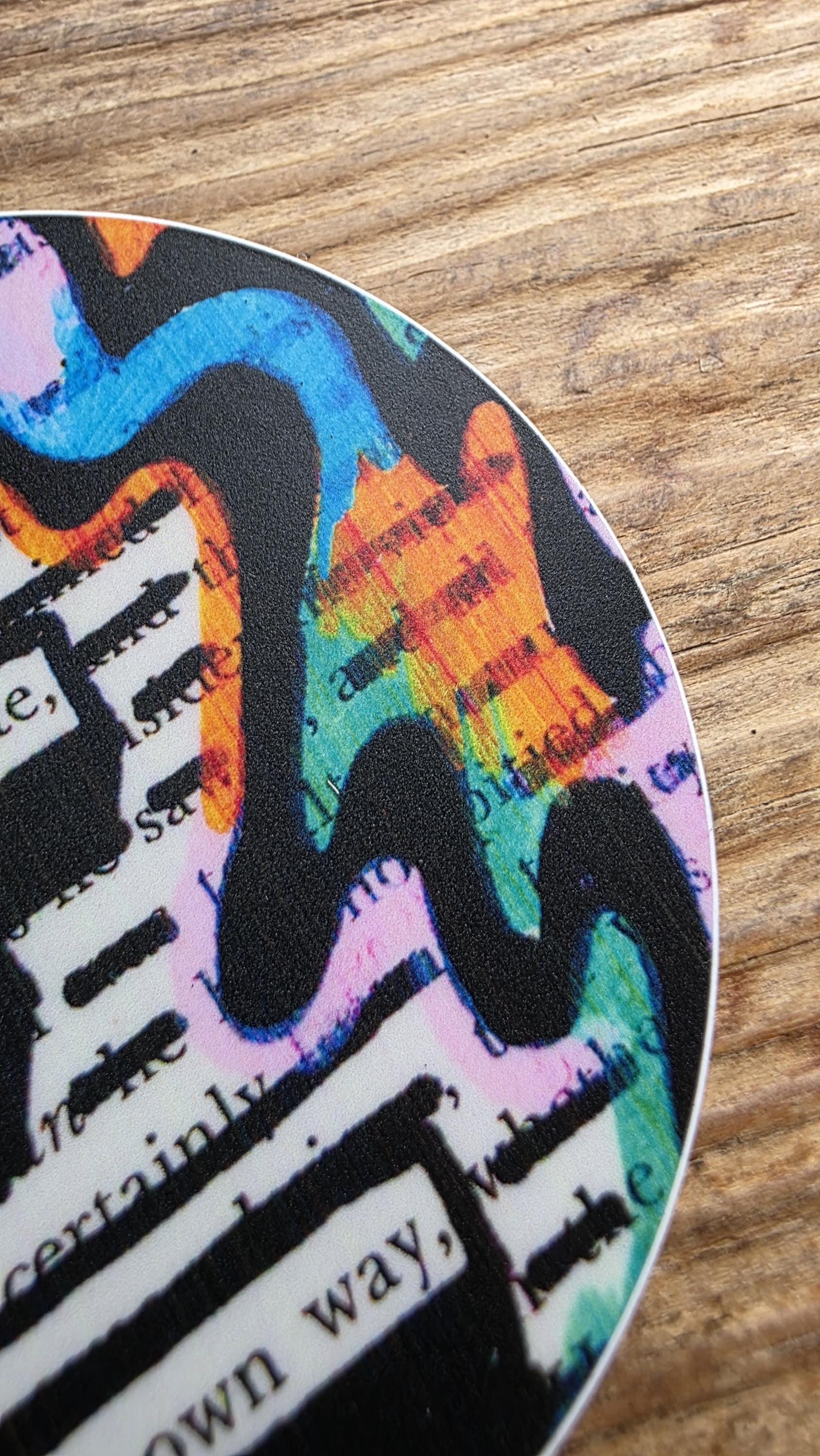 Designed to Write the Truth in Your Own Way – Blackout Poetry Round Vinyl Sticker, 3 Inch Waterproof