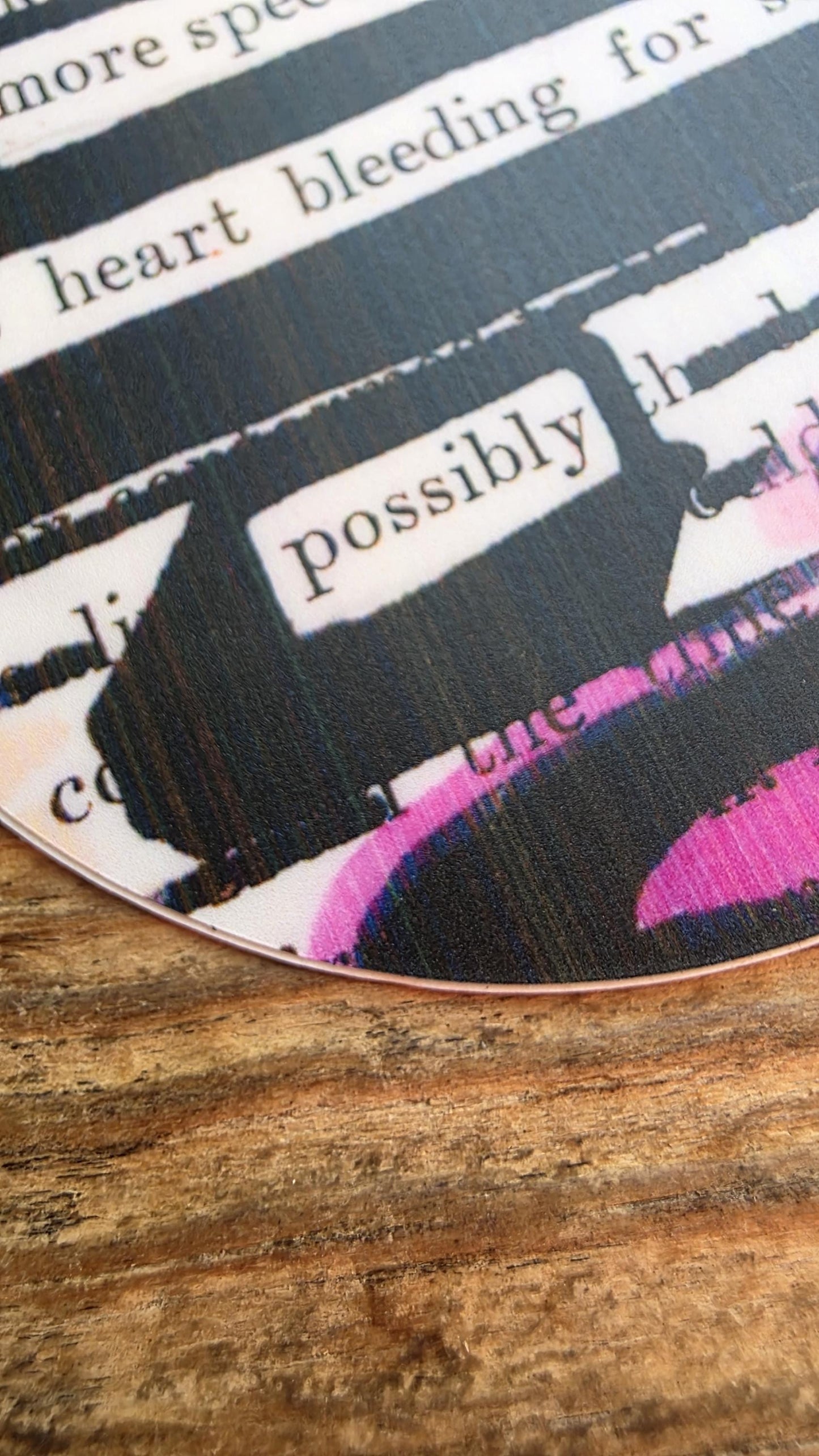 A Spectacular Romance Sticker, 3" Round, Blended Pink Shades, Blackout Poetry, Romantic Gift, Waterproof Vinyl Decal, Book Lover Gift