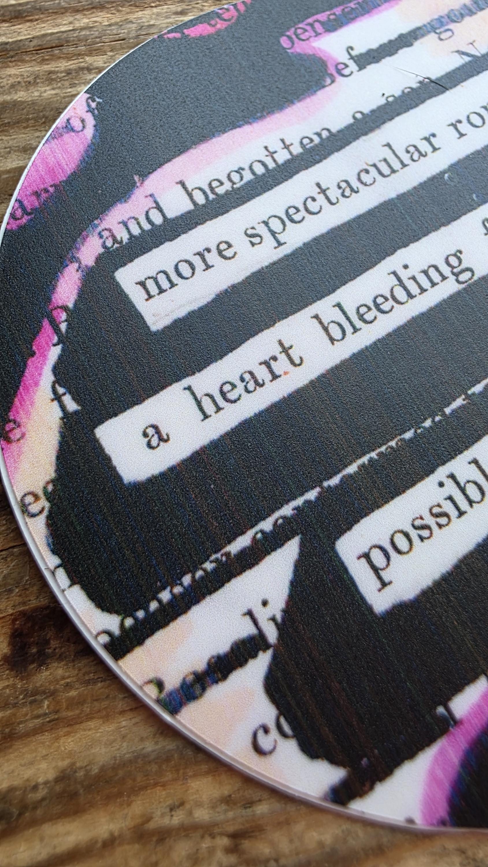 A Spectacular Romance Sticker, 3" Round, Blended Pink Shades, Blackout Poetry, Romantic Gift, Waterproof Vinyl Decal, Book Lover Gift