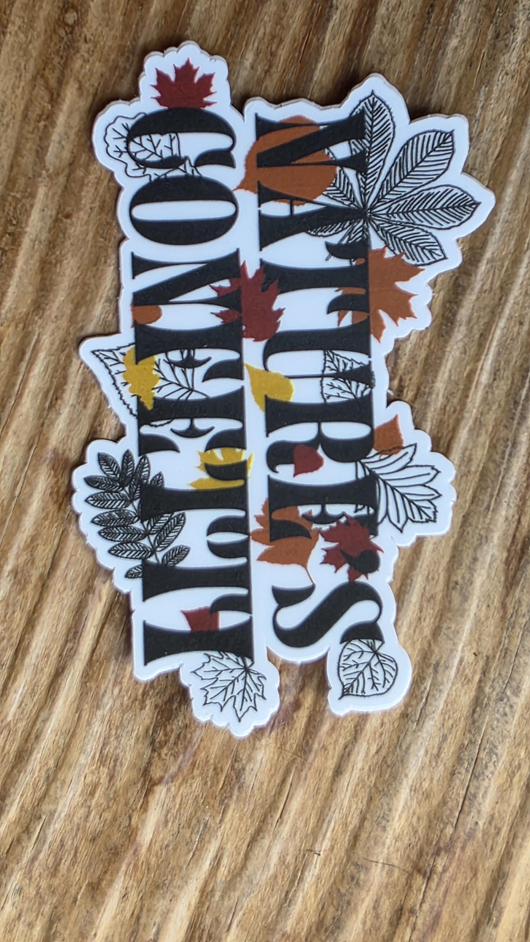 Nature’s Confetti Vinyl Sticker – 3 Inch Die Cut Waterproof Autumn Leaves Design for Laptops, Journals, and Water Bottles