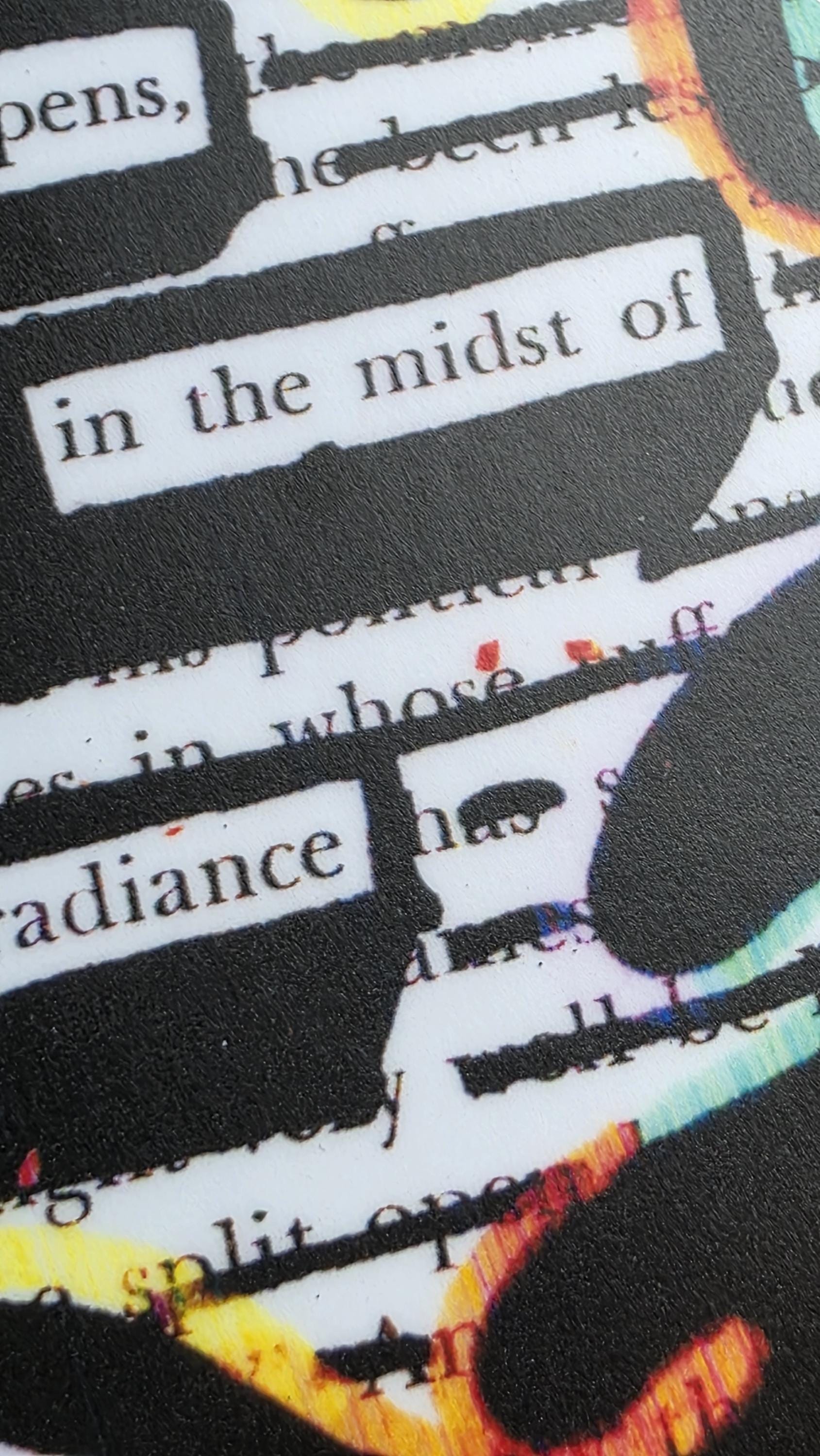 The Chapter in the Midst of Radiance Sticker for Writers, Blackout Poetry Decal, Abstract Art, Waterproof Vinyl, Bookish Gift